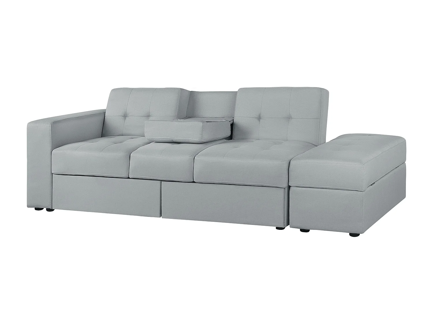 Slaapbank FALSTER Stof Lichtgrijs met opbergruimte 3-zitter