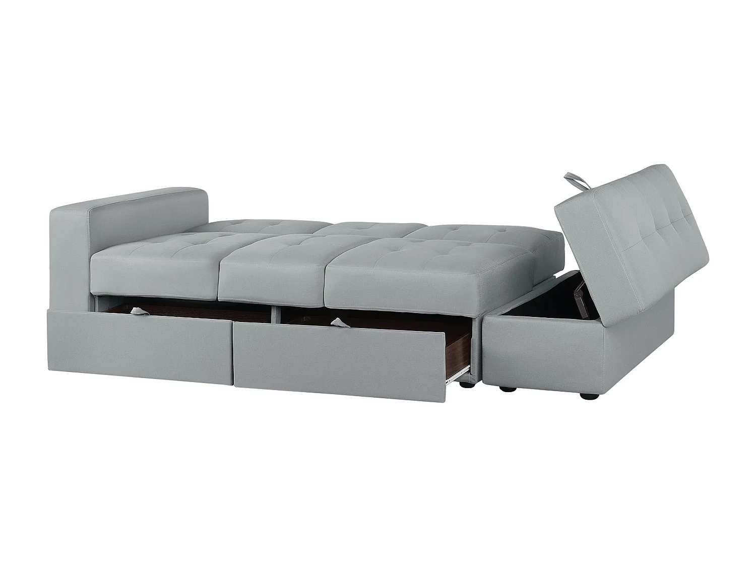 Slaapbank FALSTER Stof Lichtgrijs met opbergruimte 3-zitter