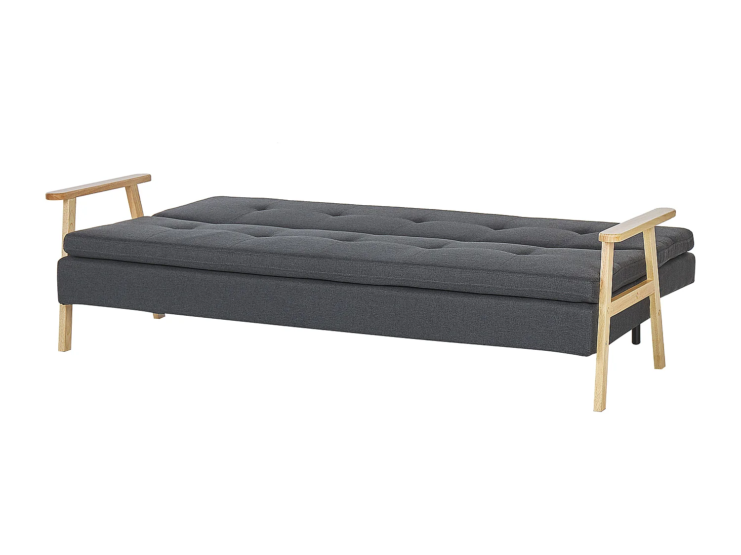 3-Sitzer Sofa Stoff dunkelgrau gesteppt Schlaffunktion Armlehnen hellbraun Tjorn