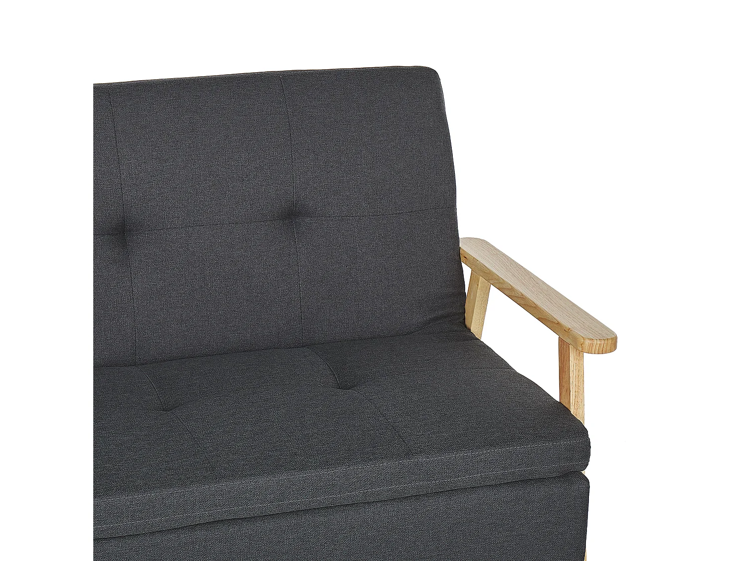 3-Sitzer Sofa Stoff dunkelgrau gesteppt Schlaffunktion Armlehnen hellbraun Tjorn