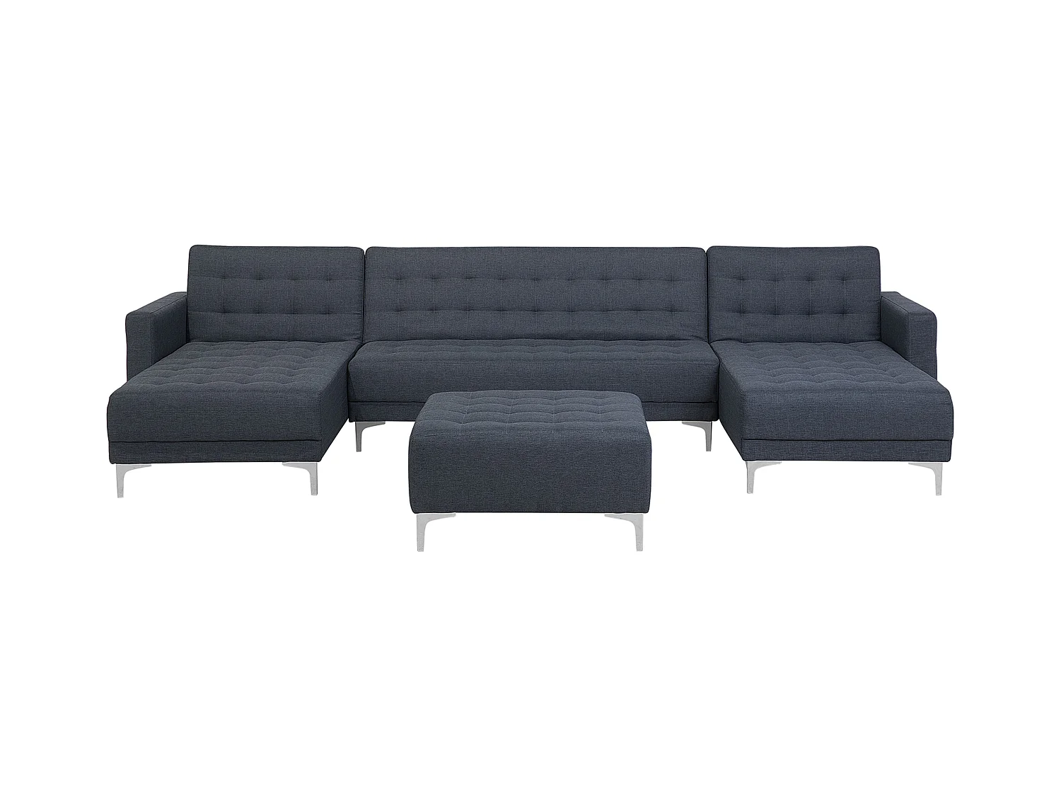 Canapé-lit modulable en forme de U 5 places ABERDEEN Tissu Gris foncé avec ottoman