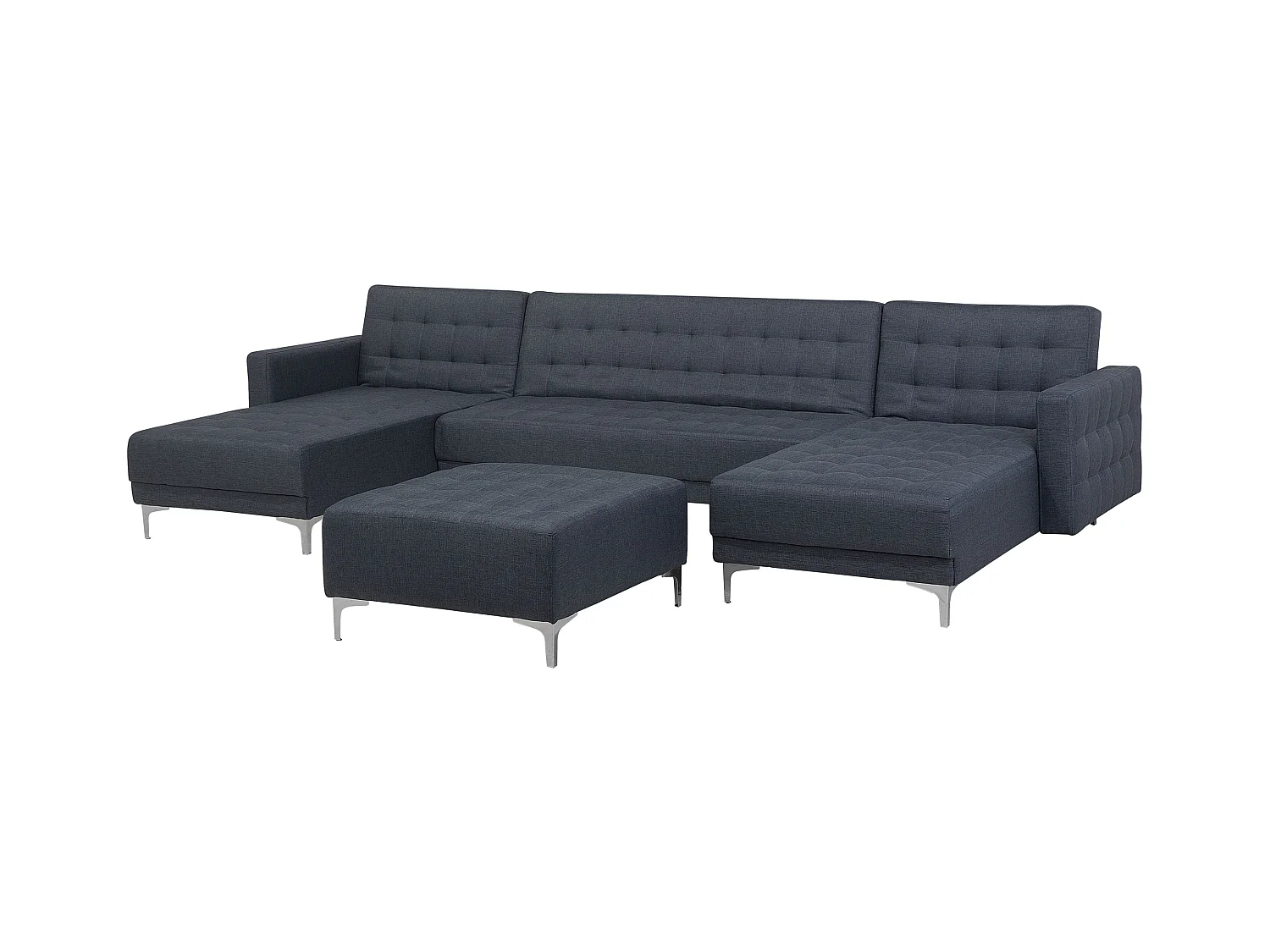 Sofá cama modular en U ABERDEEN Tela Gris oscuro con otomana 5 plazas