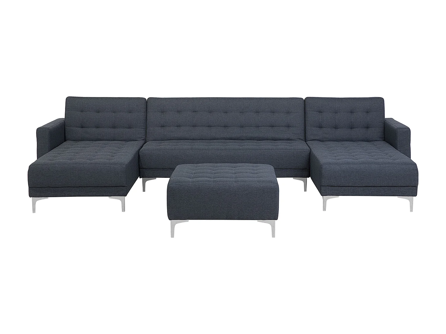Canapé-lit modulable en forme de U 5 places ABERDEEN Tissu Gris foncé avec ottoman