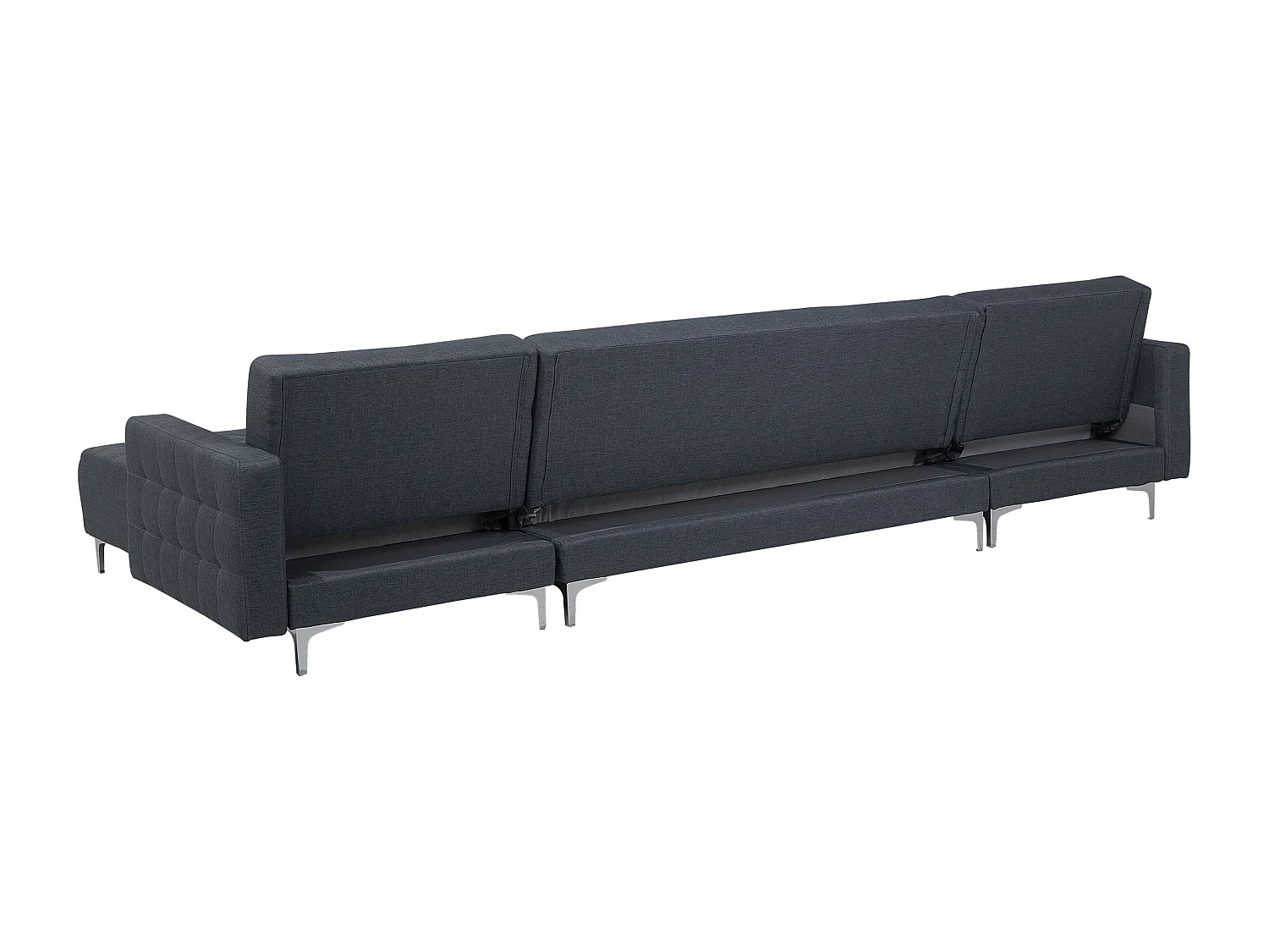 Canapé-lit modulable en forme de U 5 places ABERDEEN Tissu Gris foncé avec ottoman