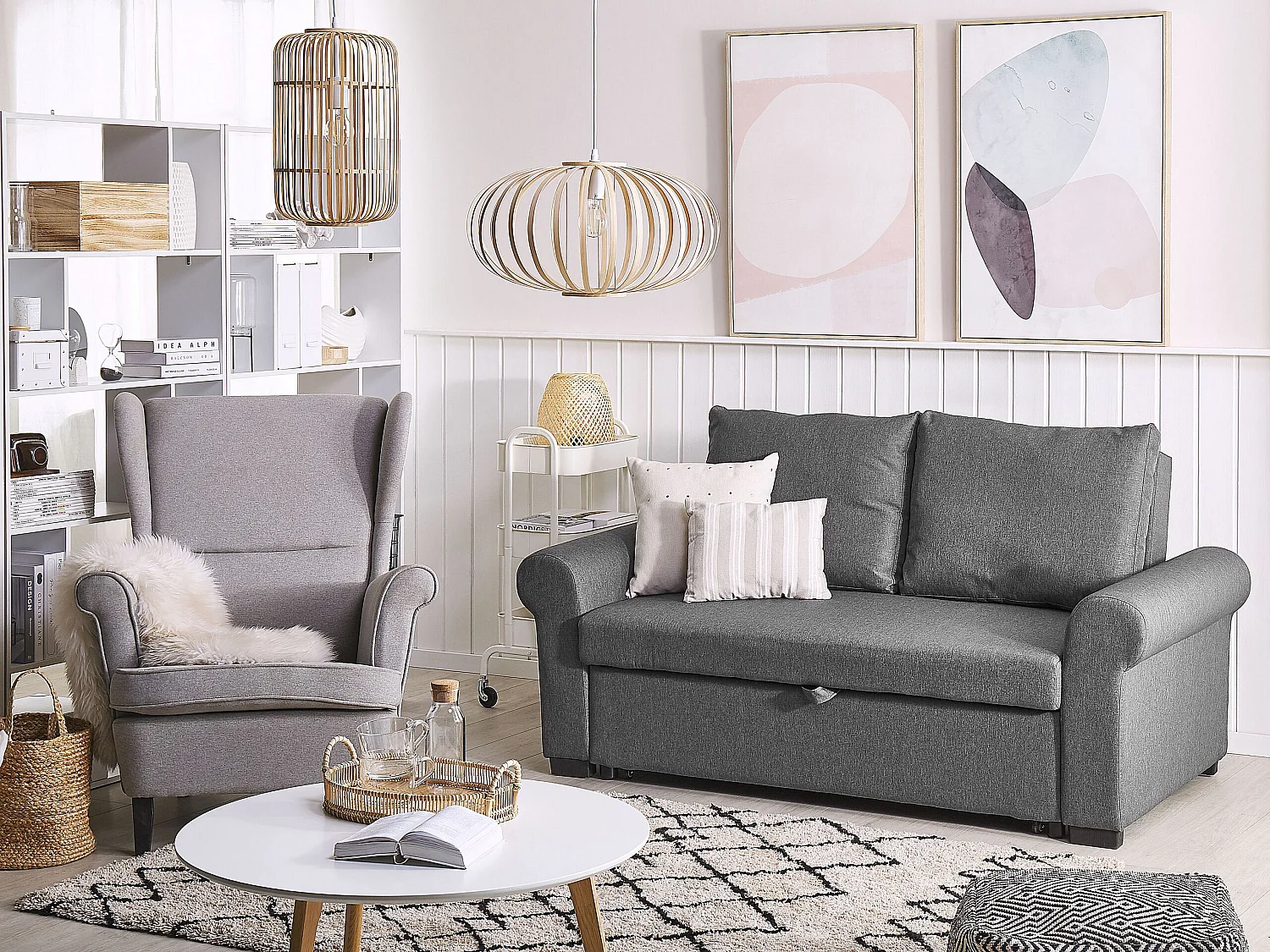 Canapé-lit 2 places SILDA Tissu Gris foncé