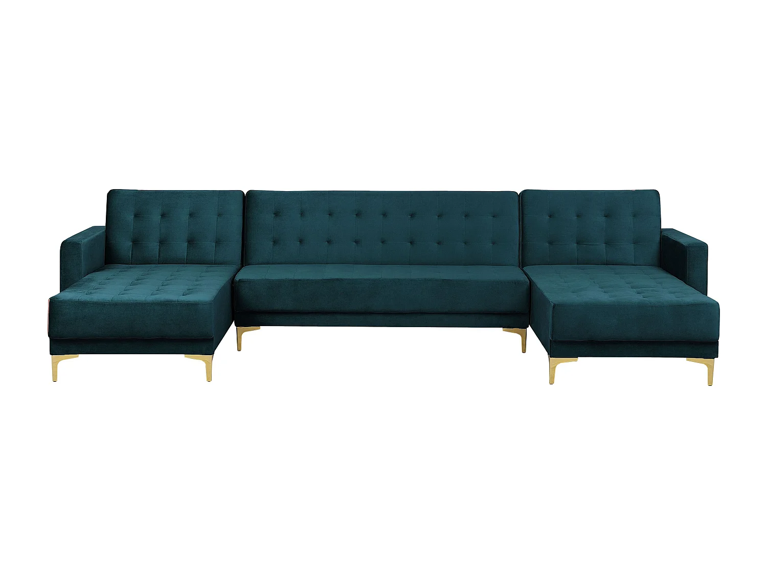 Modulaire U-vormige slaapbank ABERDEEN Fluweel Blauwgroen 5-zitter