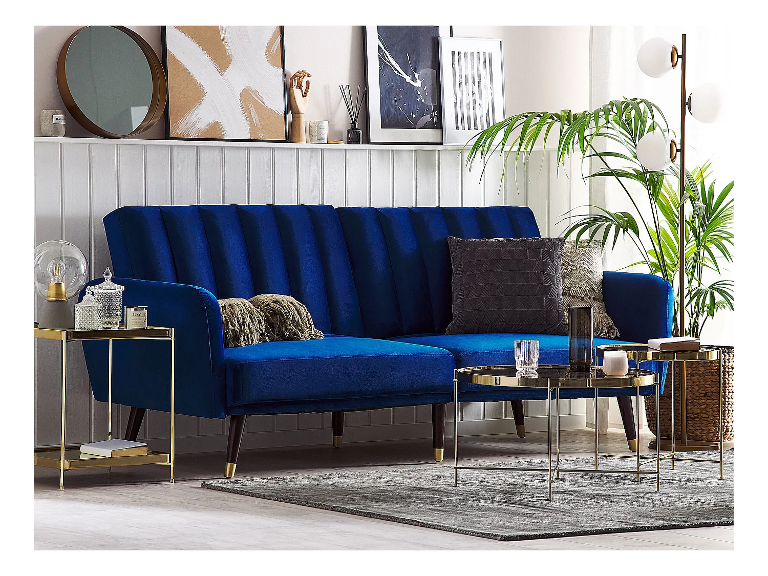 Divano letto VIMMERBY Blu marino Velluto