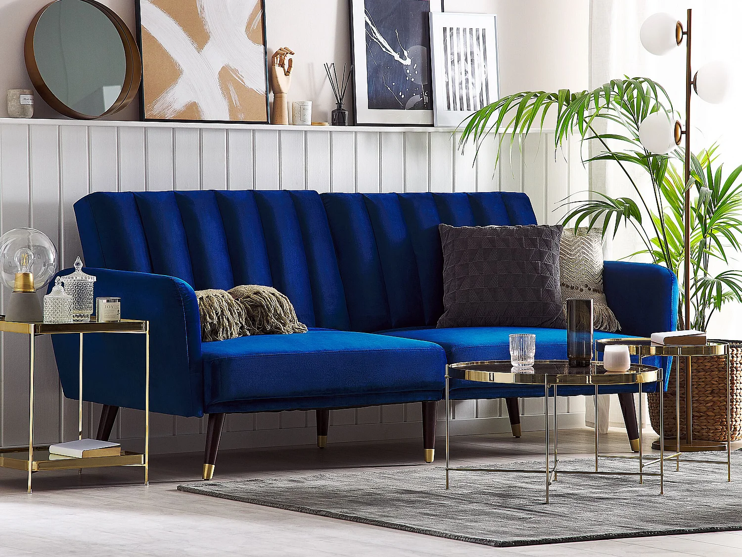 Divano letto VIMMERBY Blu marino Velluto
