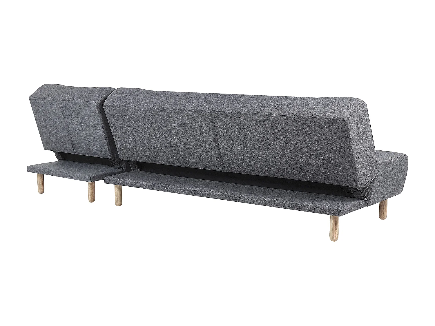 4-Sitzer Ecksofa Schlaffunktion Chaiselongue links L-förmig Stoff grau Alsten