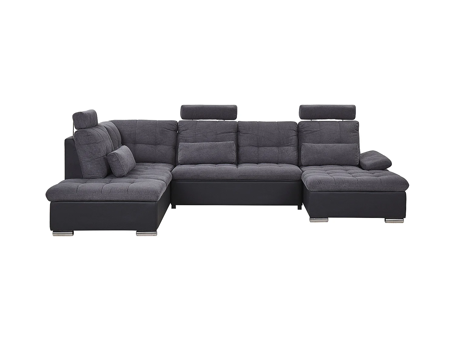 Canapé-lit en forme de U 5 places HALDEN Tissu Gris foncé avec rangement Côté droit