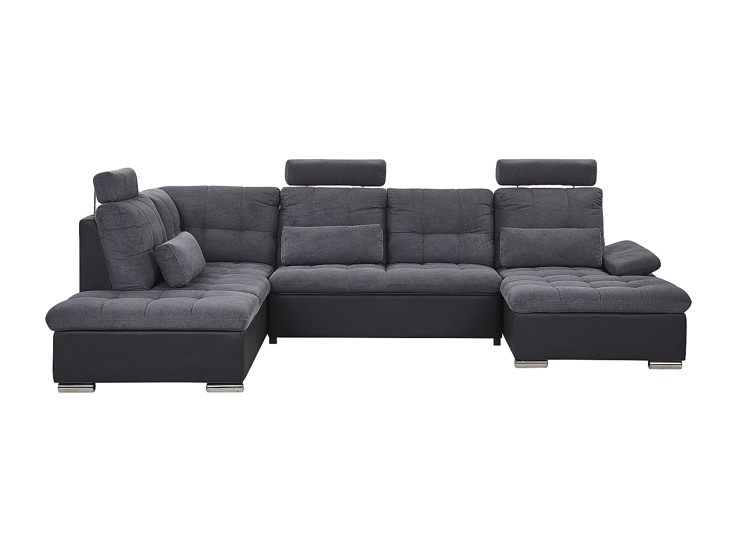 Canapé-lit en forme de U 5 places HALDEN Tissu Gris foncé avec rangement Côté droit