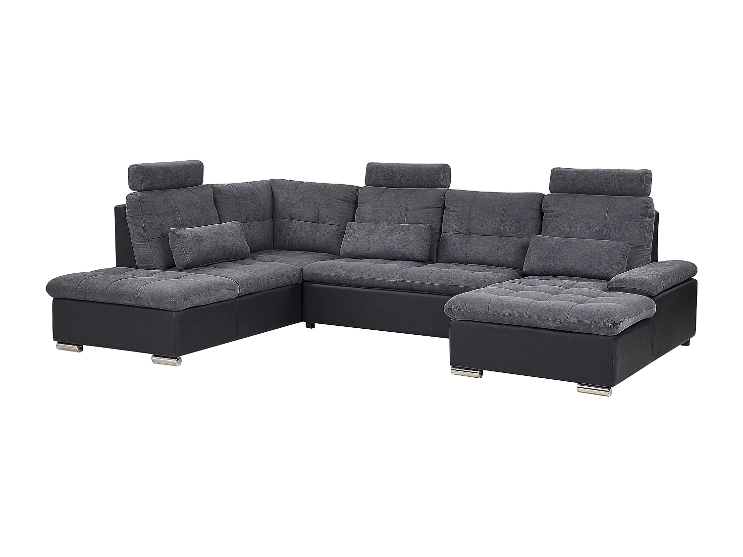 Canapé-lit en forme de U 5 places HALDEN Tissu Gris foncé avec rangement Côté droit