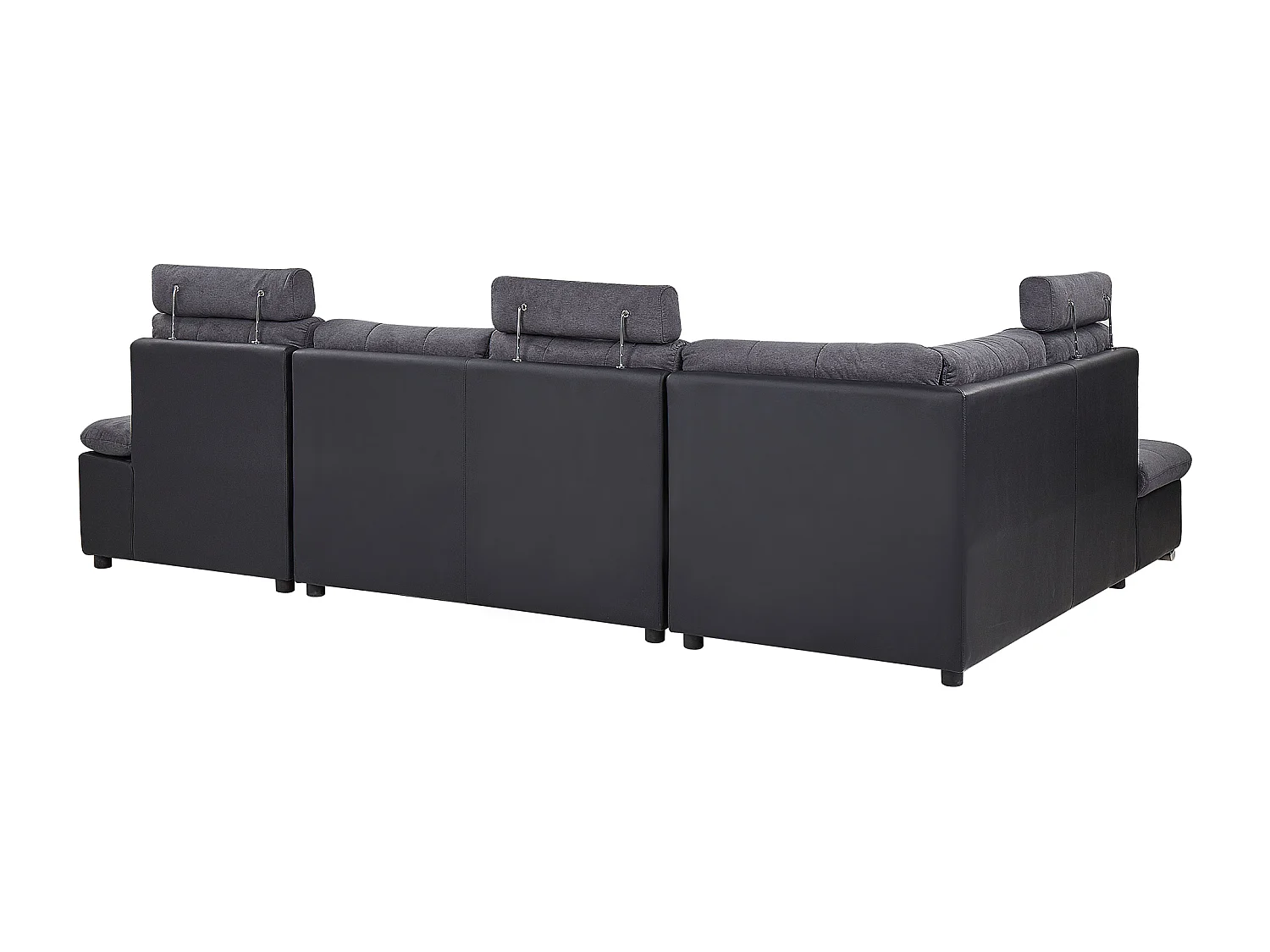 Canapé-lit en forme de U 5 places HALDEN Tissu Gris foncé avec rangement Côté droit