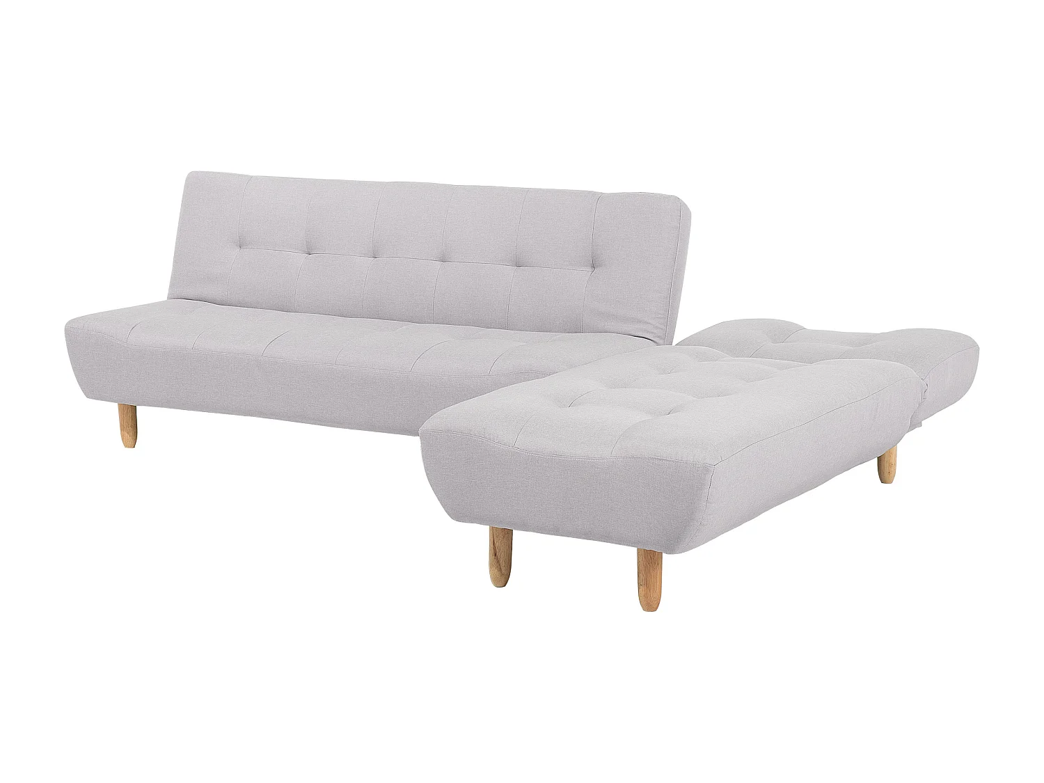 Canapé-lit d'angle modulable 4 places ALSTEN Tissu Gris clair Côté droite