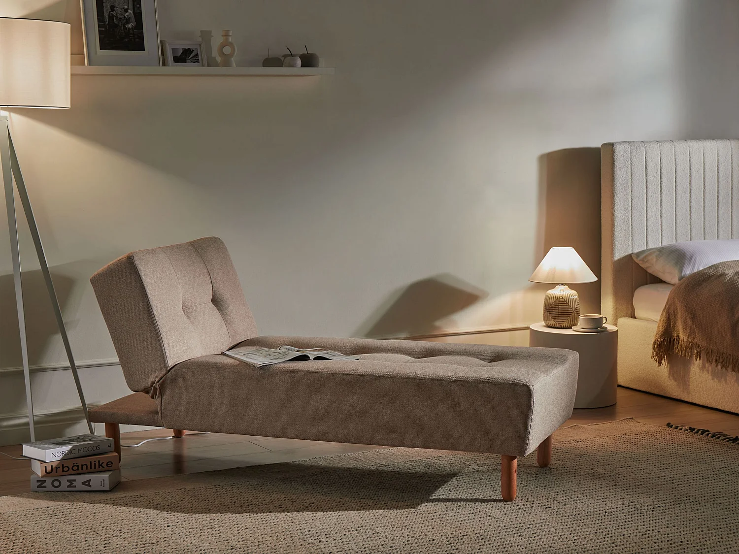 Chaise longue ALSTEN Tissu Beige