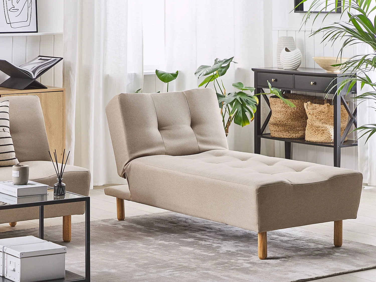 Chaise longue ALSTEN Tissu Beige