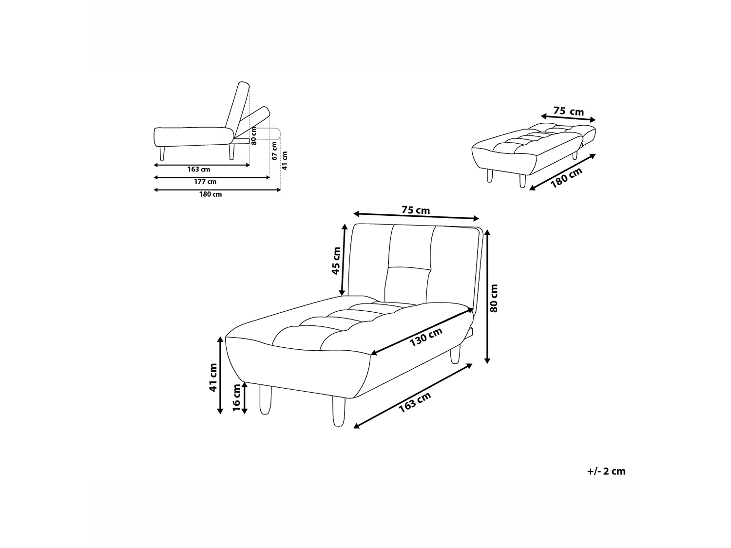 Chaise longue ALSTEN Tissu Beige