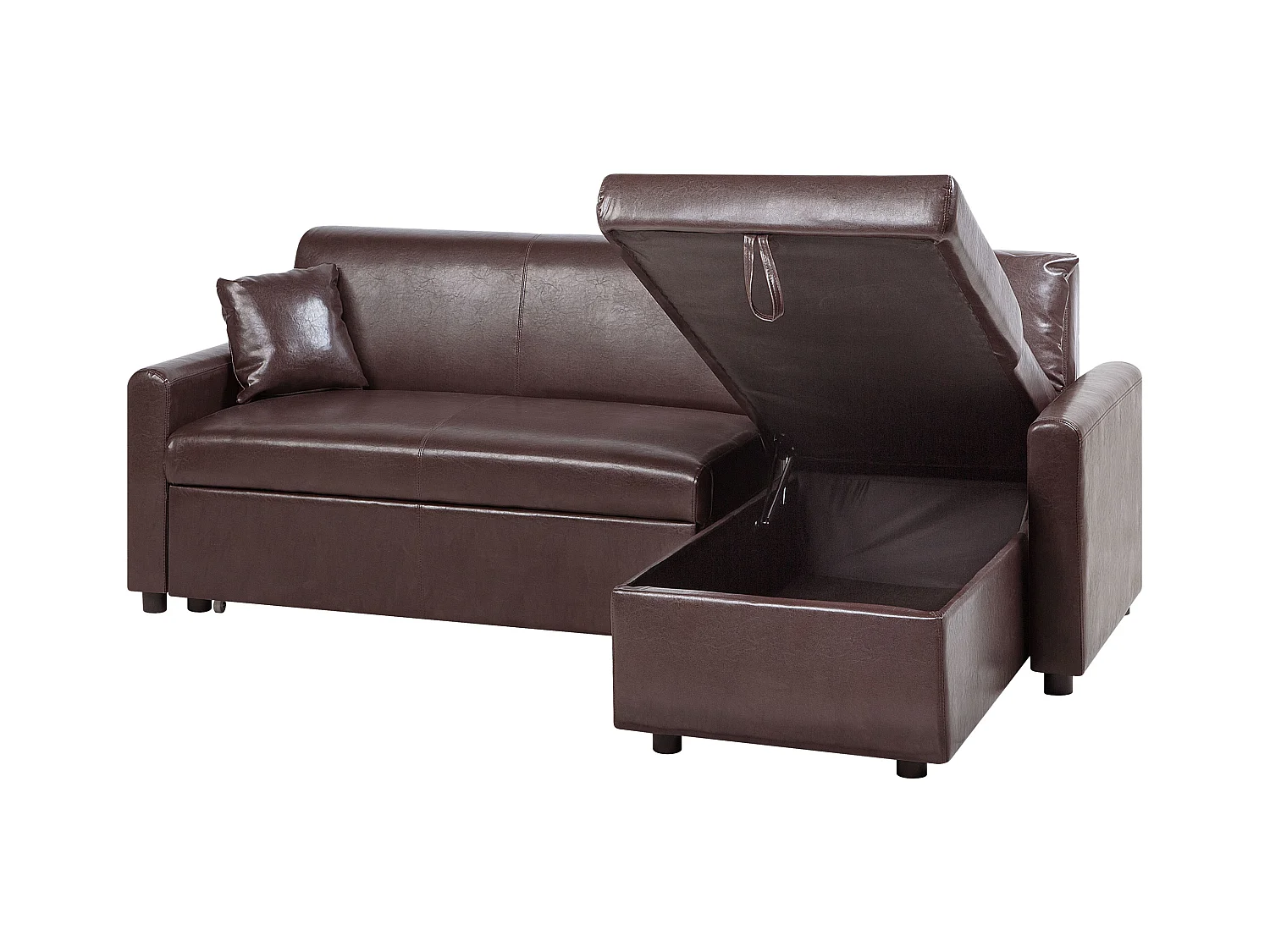 - Canapé Angle à droite Convertible - Ogna - simili, Marron Foncé
