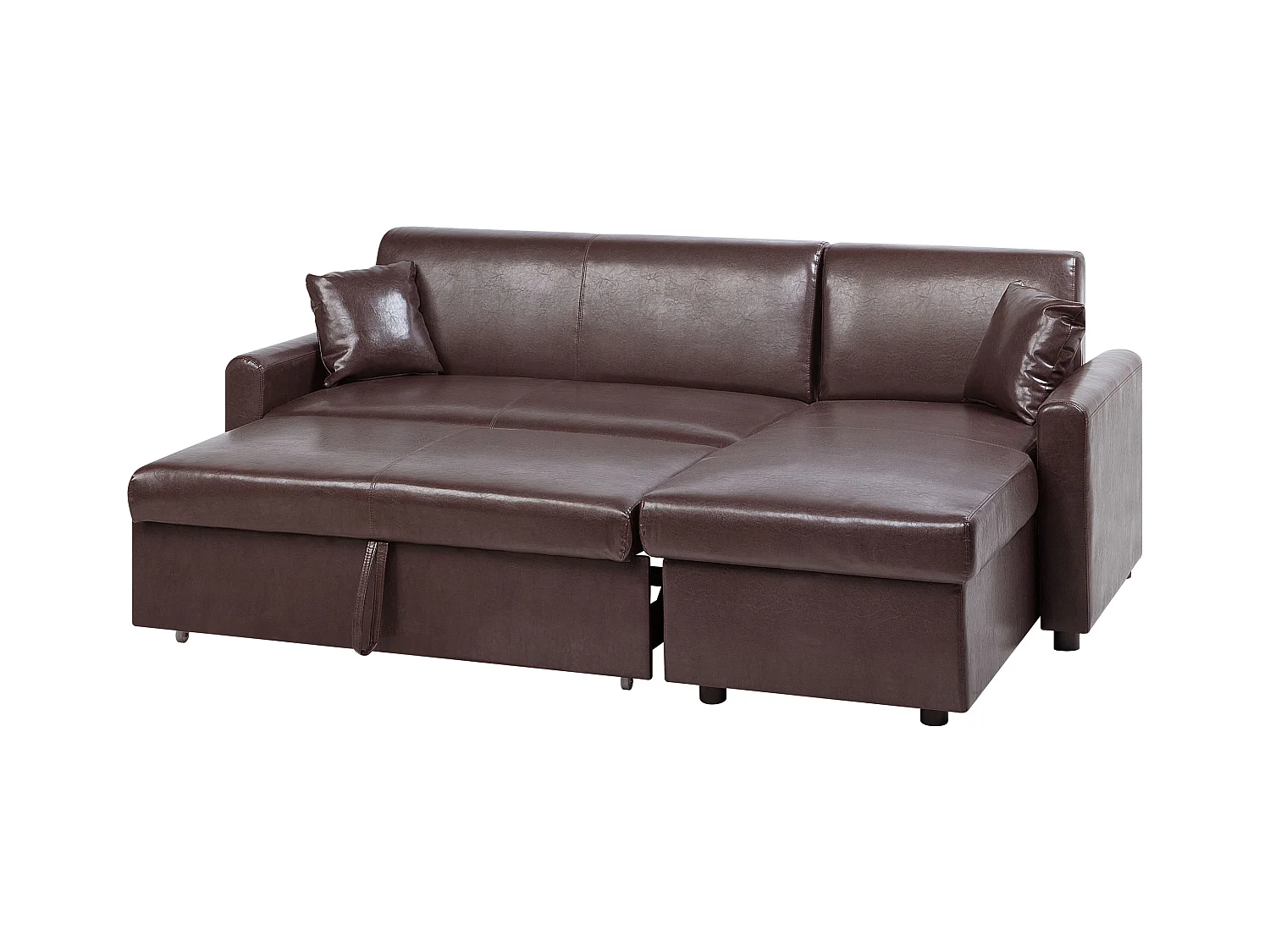 - Canapé Angle à droite Convertible - Ogna - simili, Marron Foncé
