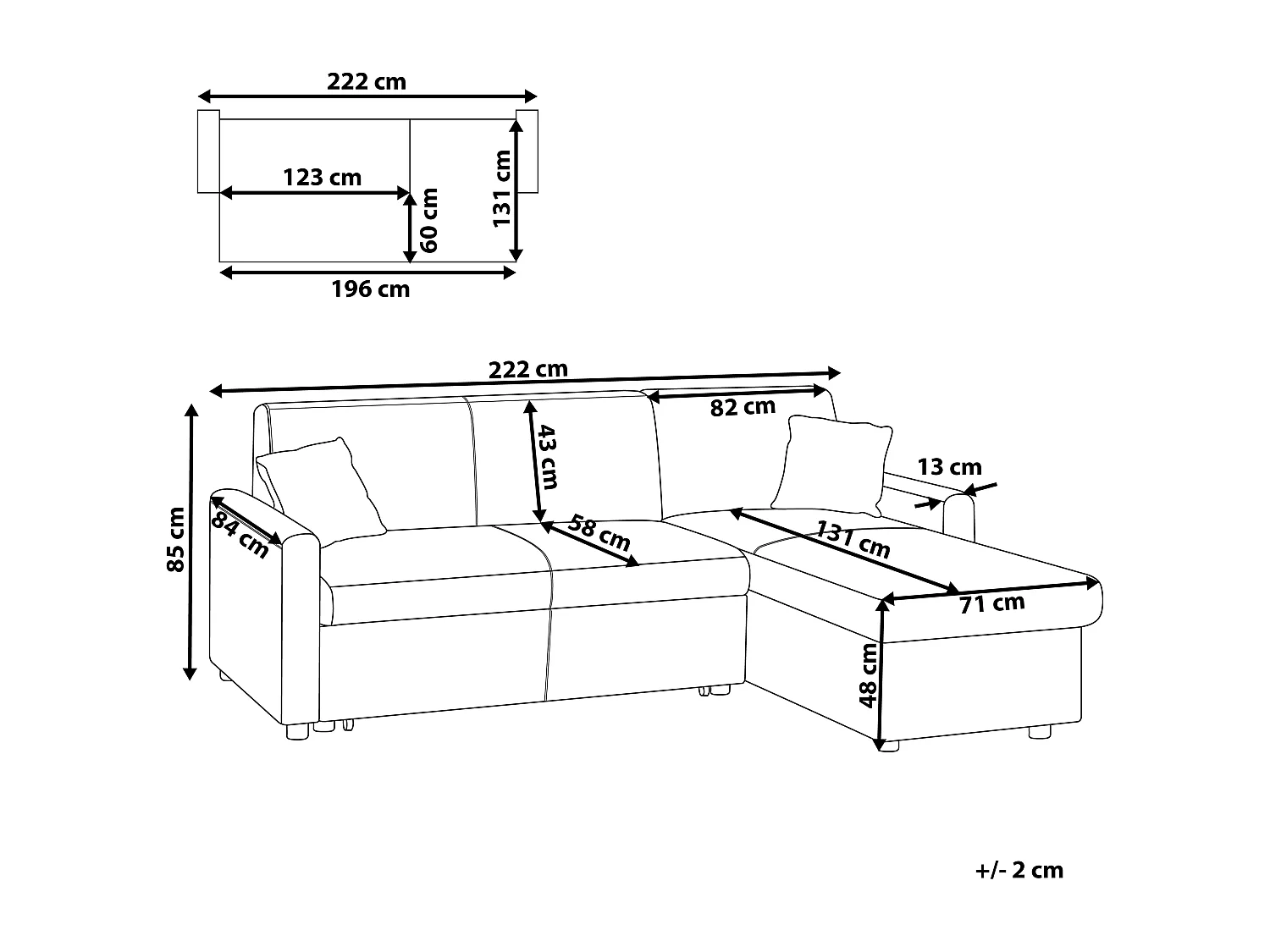 Hoekbank OGNA Donkerbruin met opbergruimte Linkerzijde