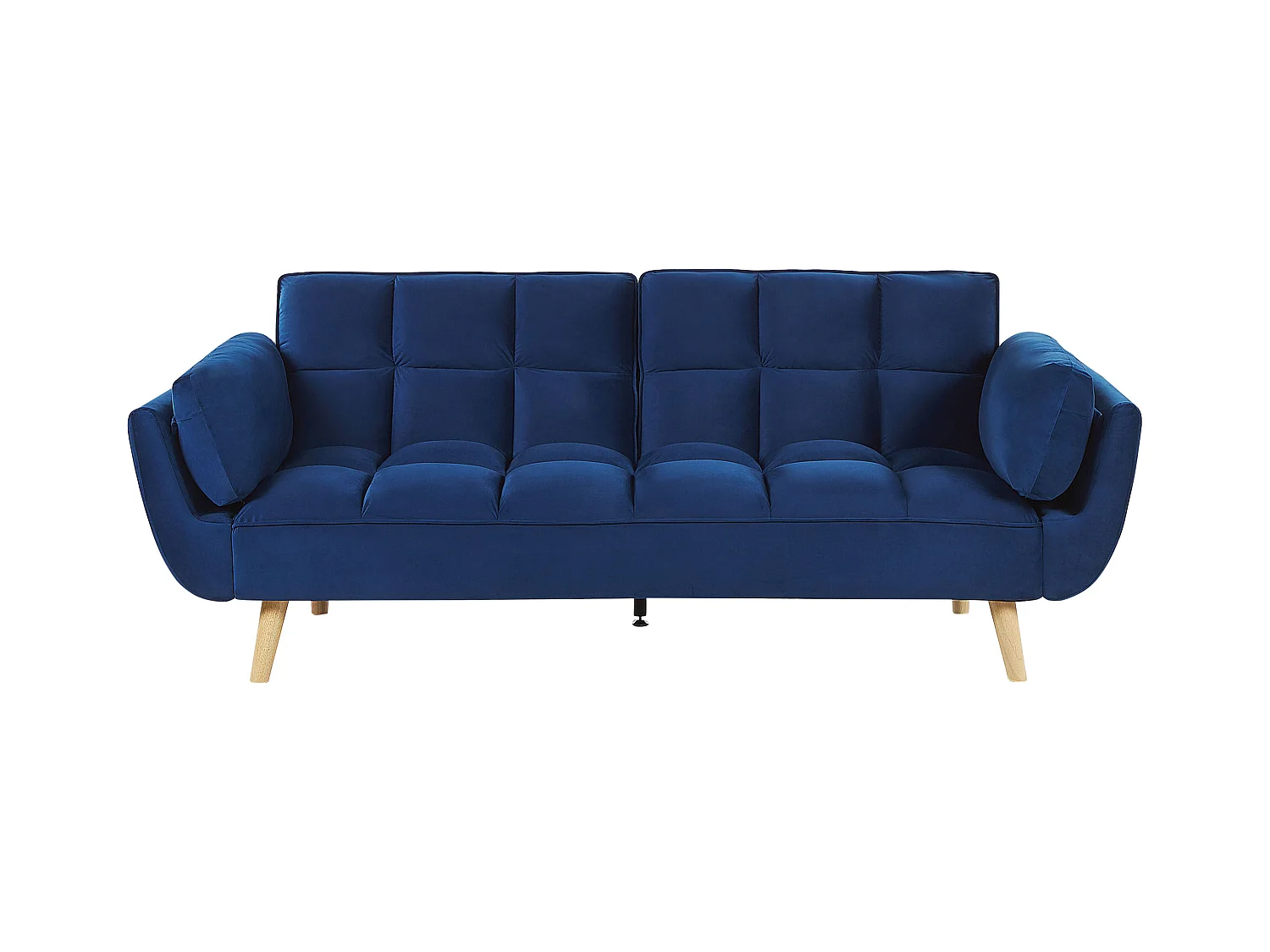 Schlafsofa 3-Sitzer Samt blau gesteppt mit Armlehnen Kissen dickes Polster Eina