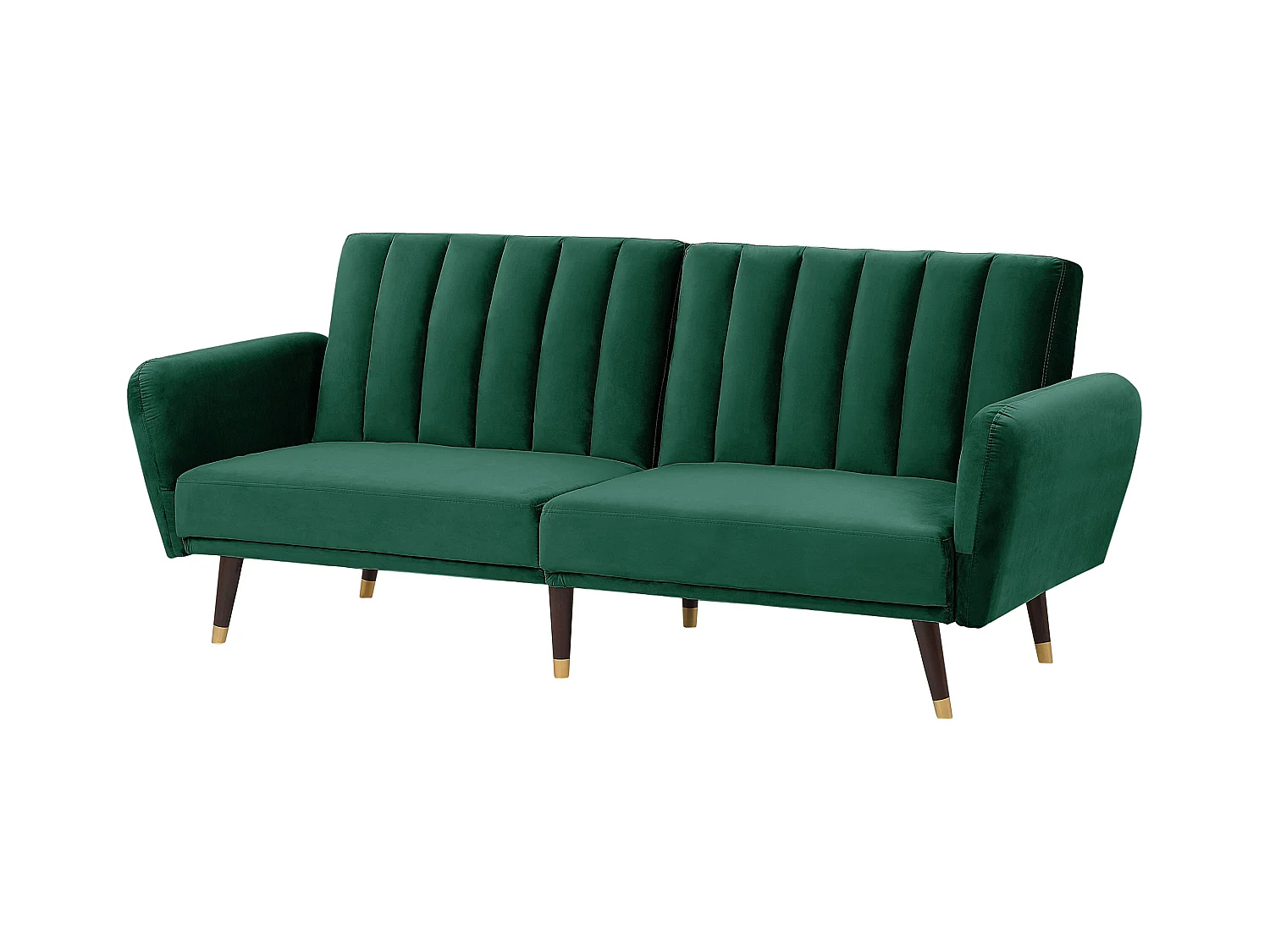 3-Sitzer Schlafsofa aus Samtstoff in Smaragdgrün Glamour Stil Vimmerby