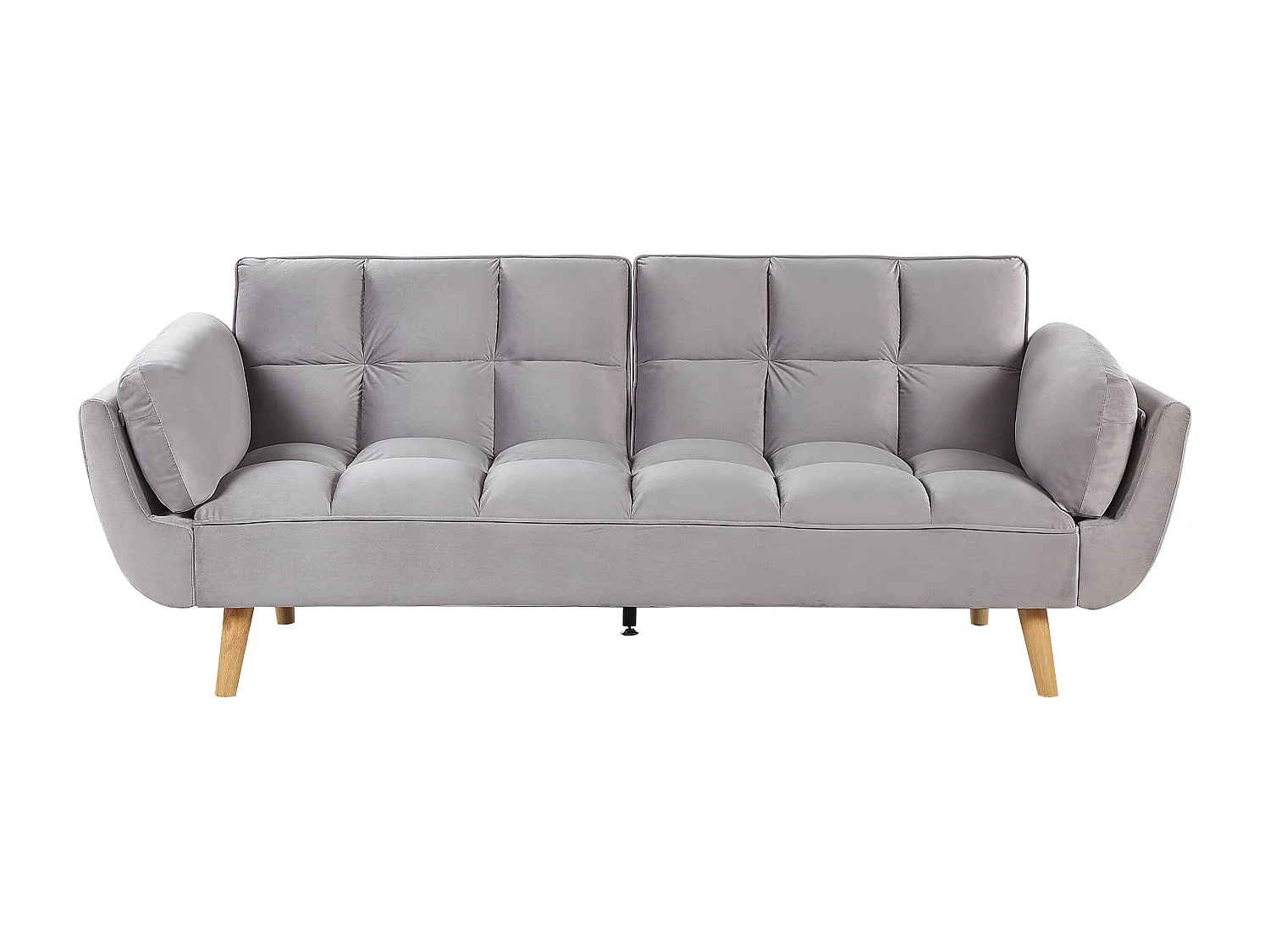 Schlafsofa 3-Sitzer Samtstoff hellgrau elegant mit Kissen Asby