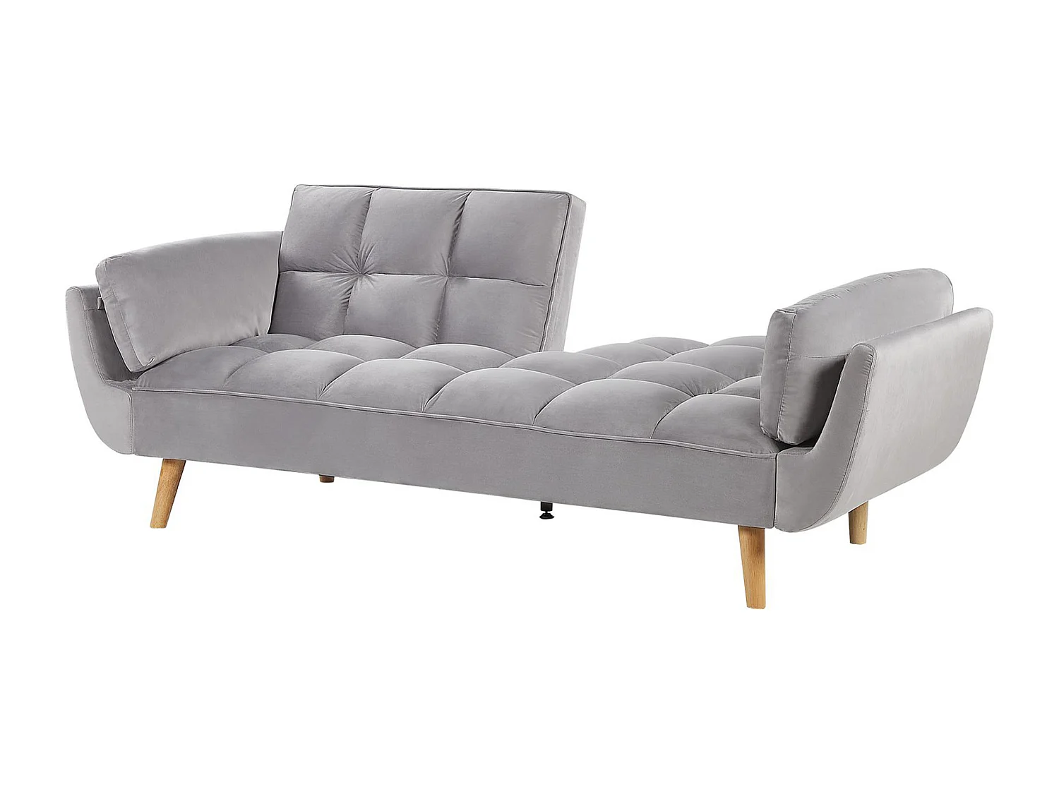 Schlafsofa 3-Sitzer Samtstoff hellgrau elegant mit Kissen Asby