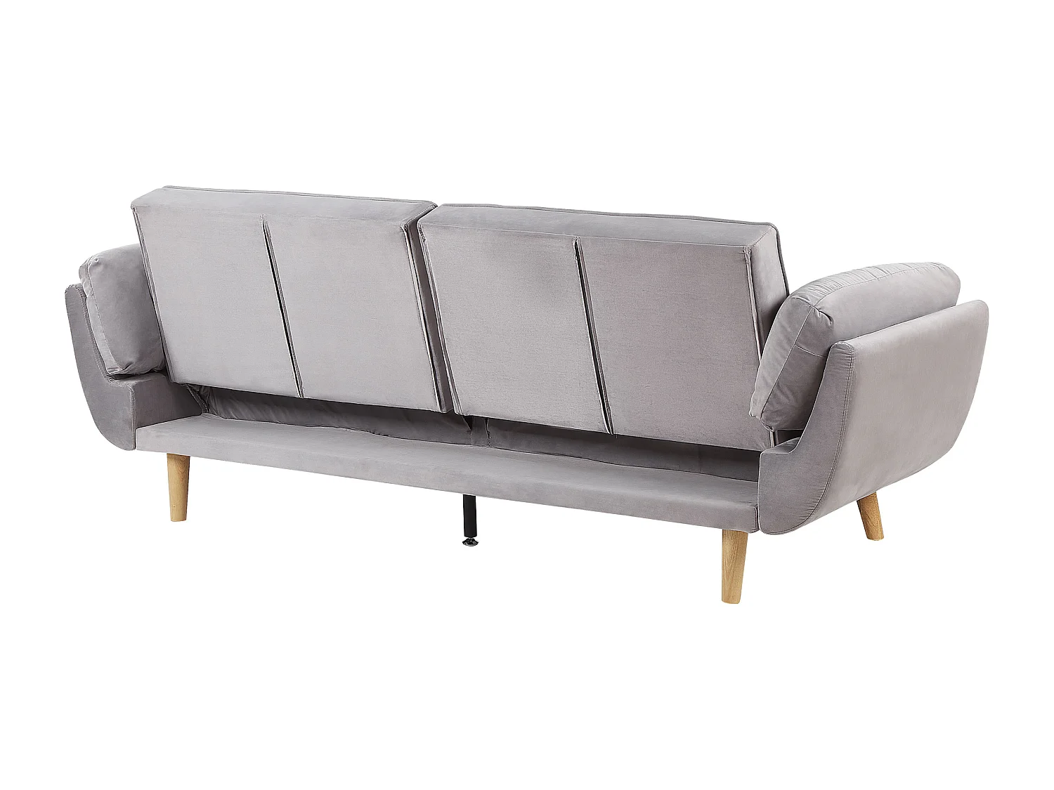 Schlafsofa 3-Sitzer Samtstoff hellgrau elegant mit Kissen Asby