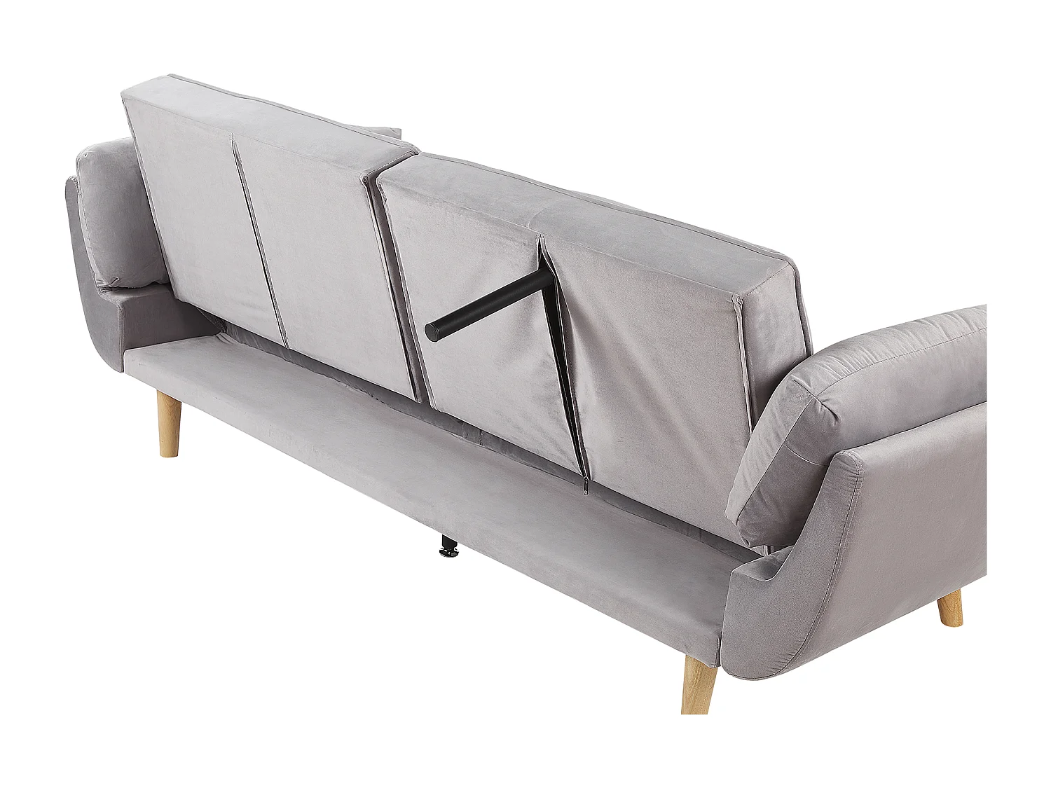 Schlafsofa 3-Sitzer Samtstoff hellgrau elegant mit Kissen Asby