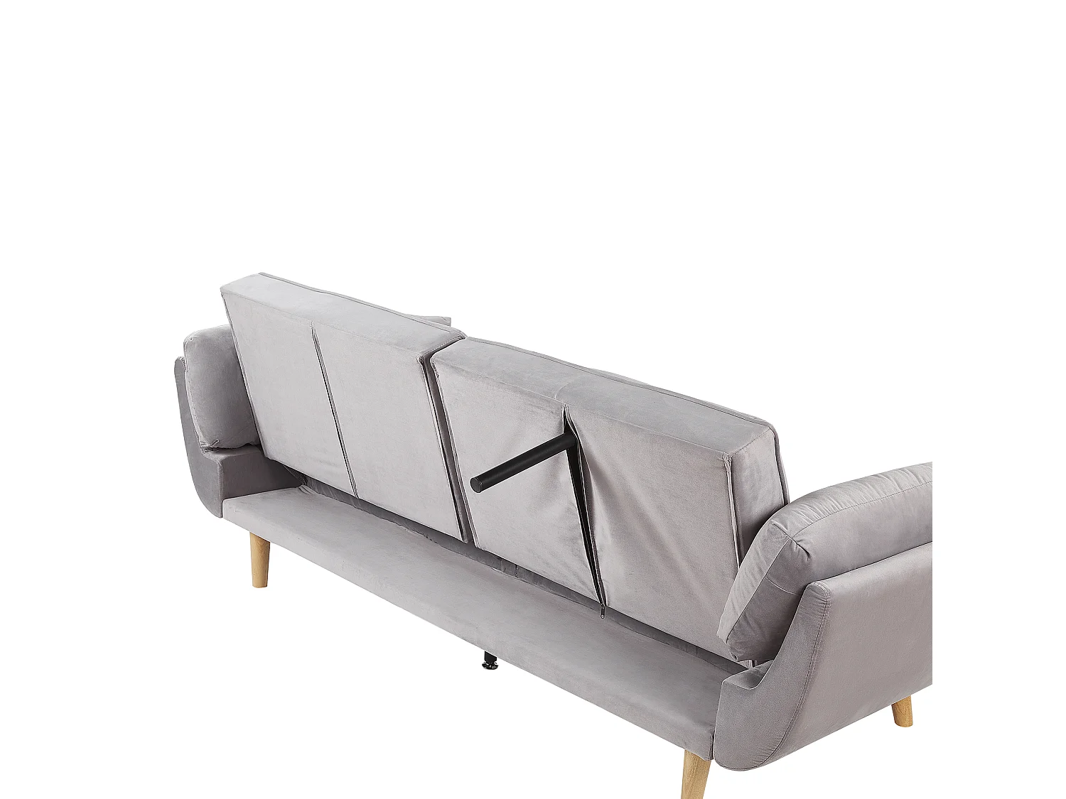 Canapé-lit 3 places ASBY Velours Gris clair