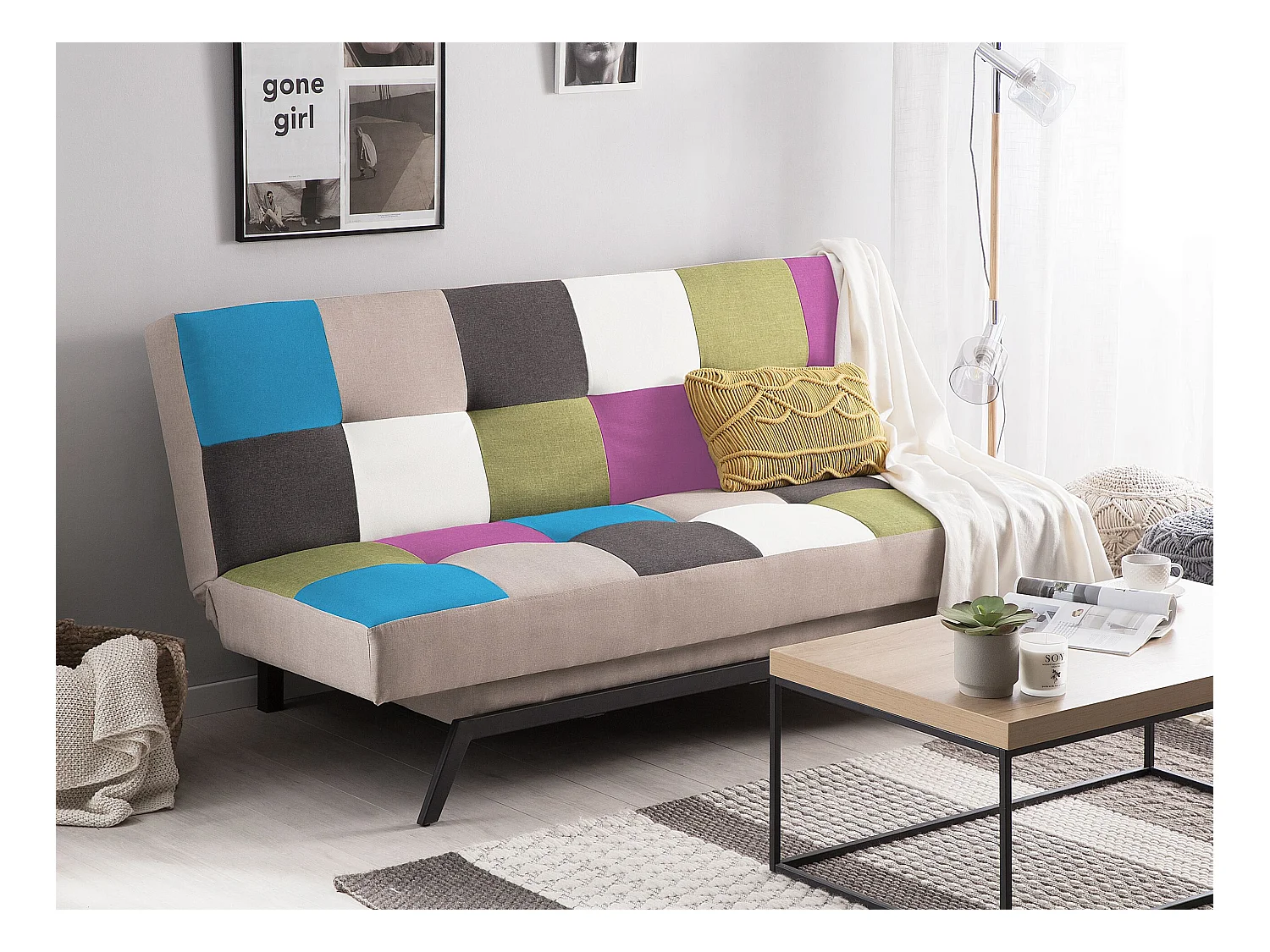 Minimalistisches Schlafsofa Bunt Patchwork aus Polyester Metallfüße Leeds