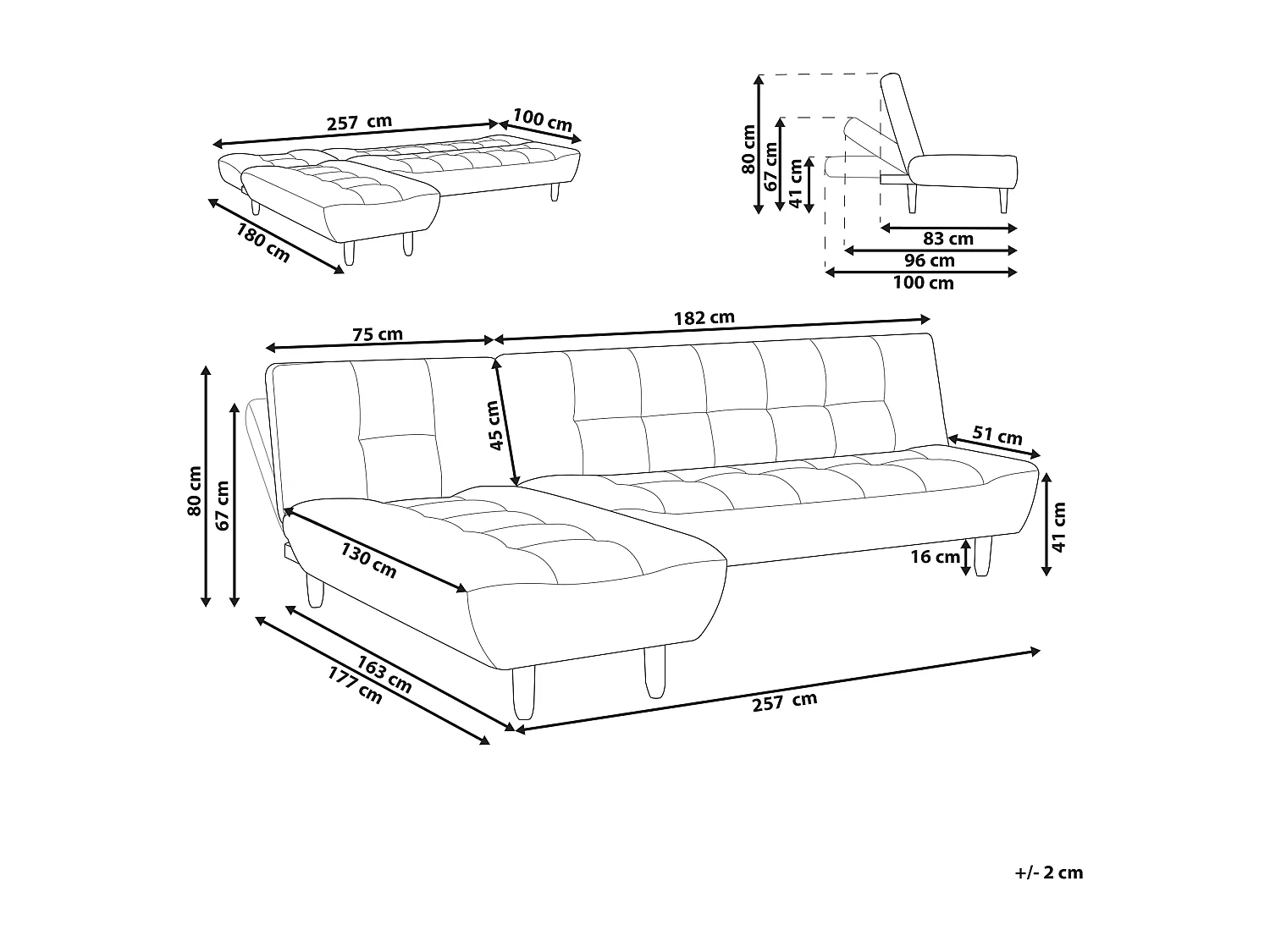 4-Sitzer Ecksofa Schlaffunktion Chaiselongue rechts L-förmig Stoff grau Alsten