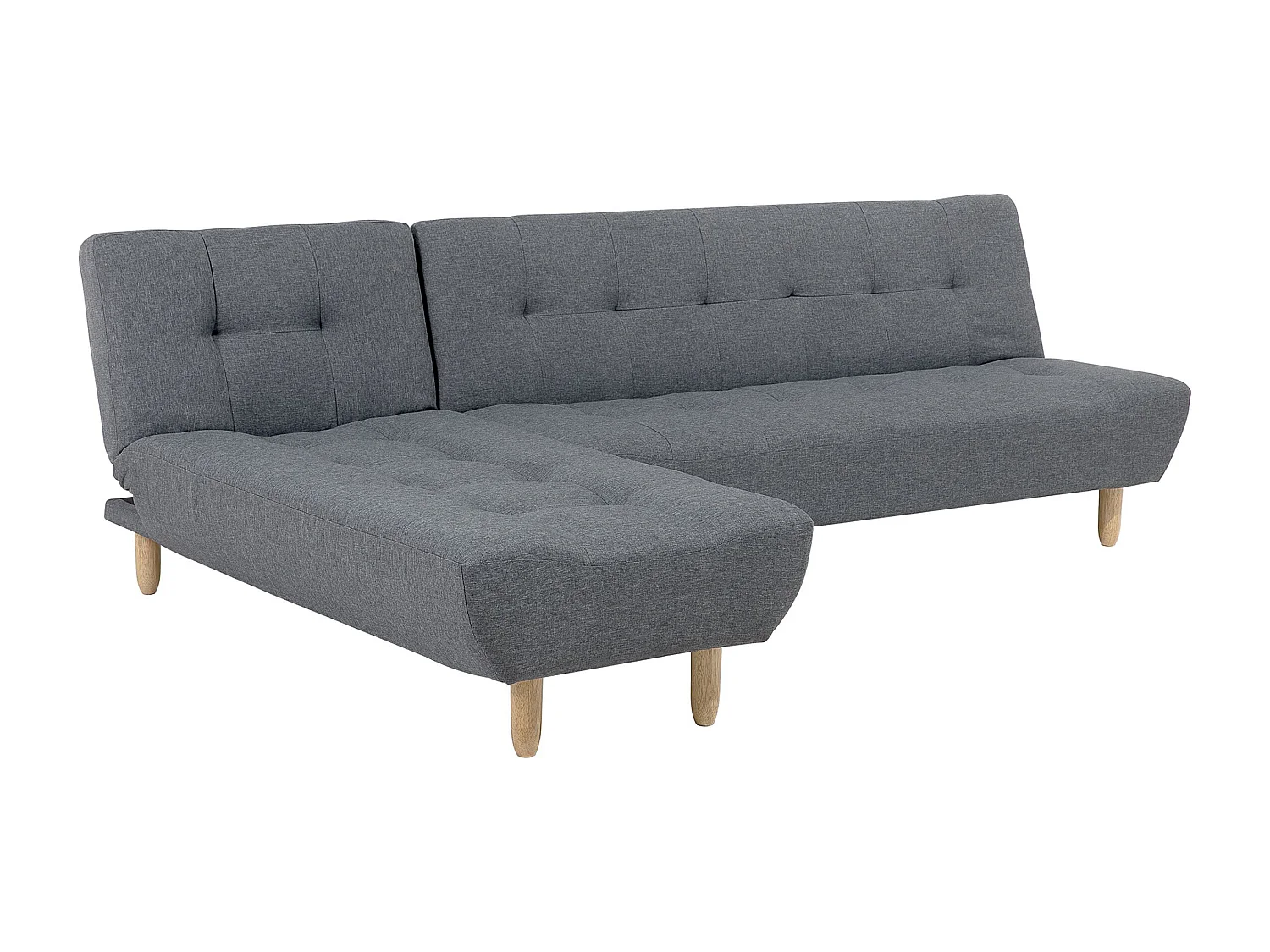 4-Sitzer Ecksofa Schlaffunktion Chaiselongue rechts L-förmig Stoff grau Alsten