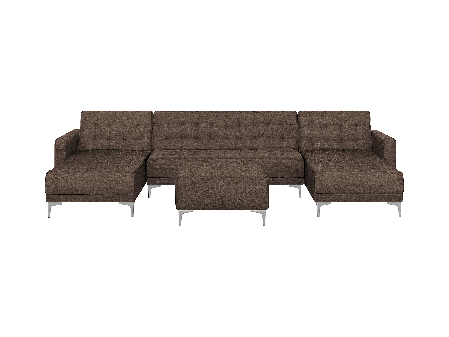 Modulaire U-vormige slaapbank ABERDEEN Stof Donkerbruin Met ottomaan 5-zitter