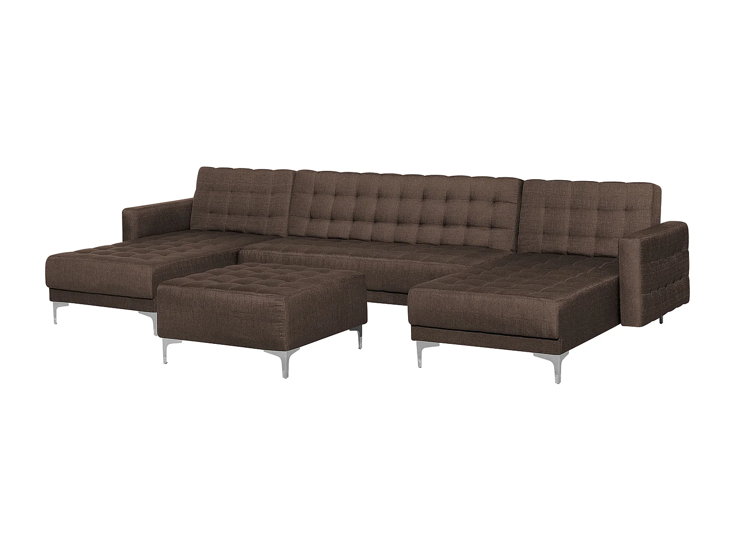 Schlafsofa U-förmig Polsterbezug dunkelbraun mit Ottomane Aberdeen