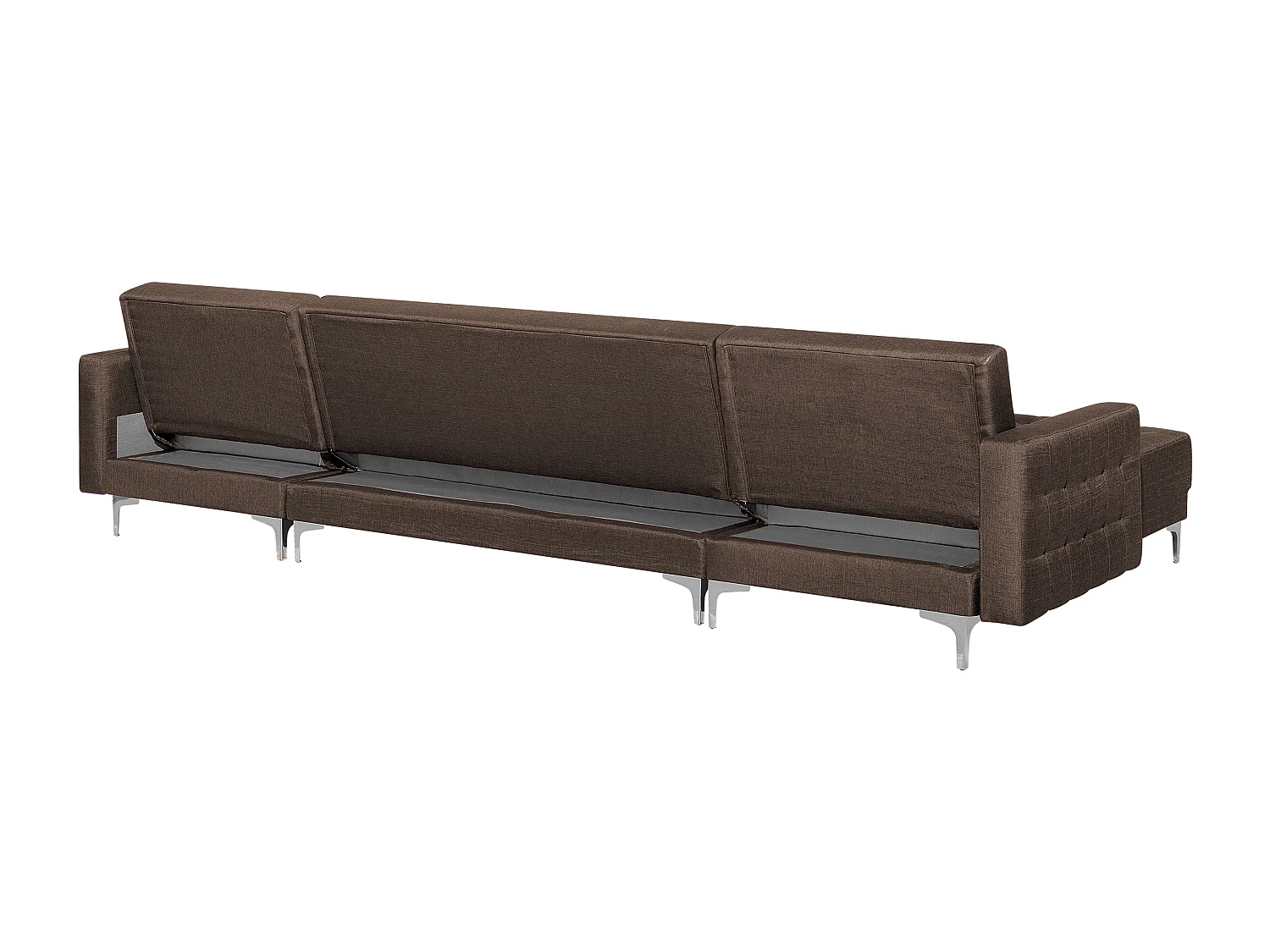 Schlafsofa U-förmig Polsterbezug dunkelbraun mit Ottomane Aberdeen