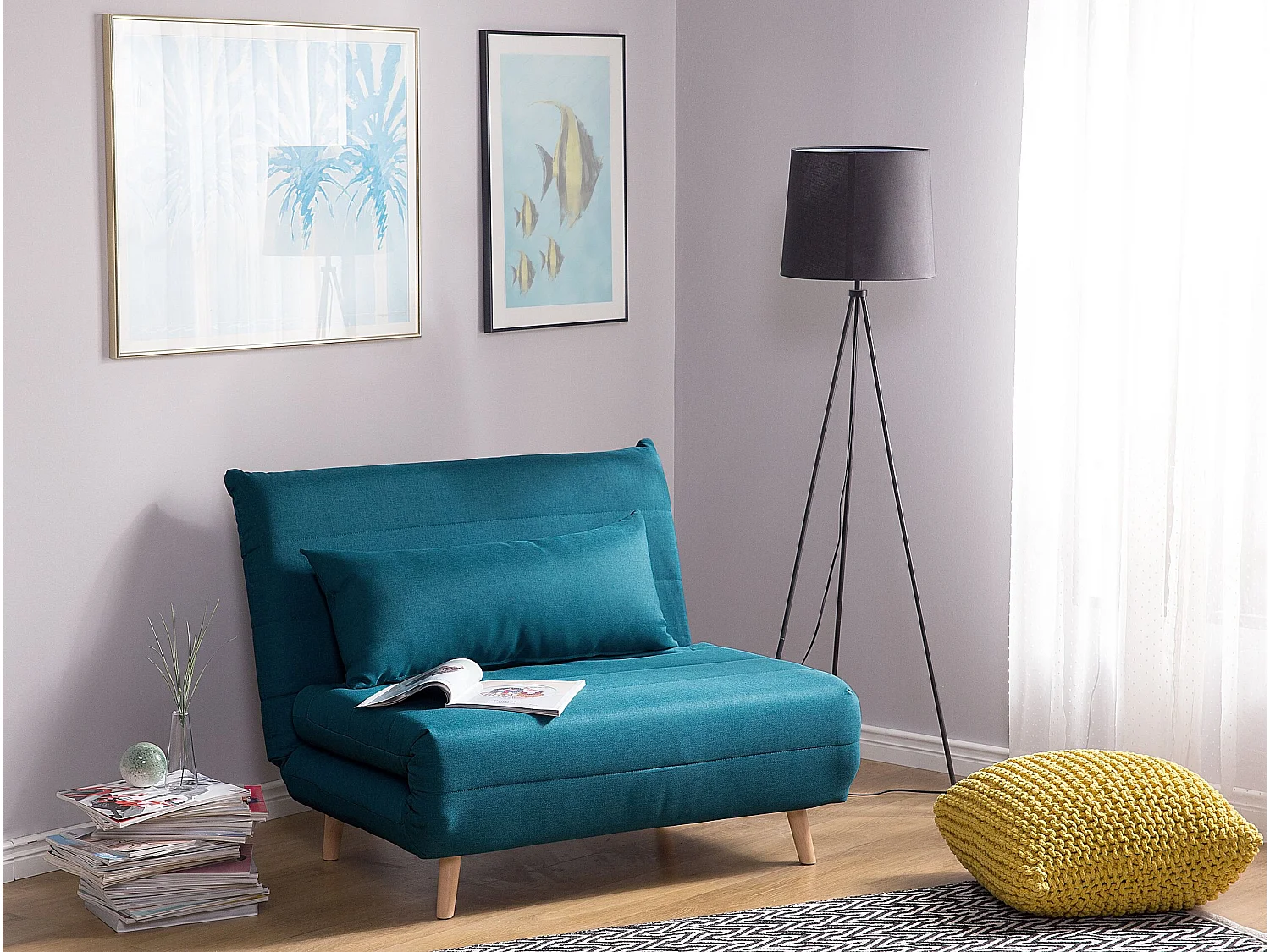 Fauteuil convertible SETTEN Tissu Bleu azur
