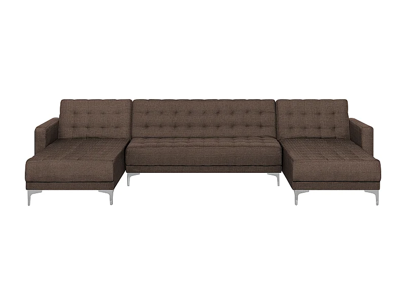 U-förmiges Modul Schlafsofa ABERDEEN Stoff Dunkelbraun 5-Sitzer