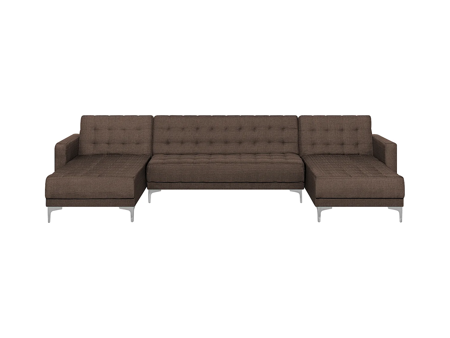 Canapé-lit modulable en forme de U 5 places ABERDEEN Tissu Marron foncé