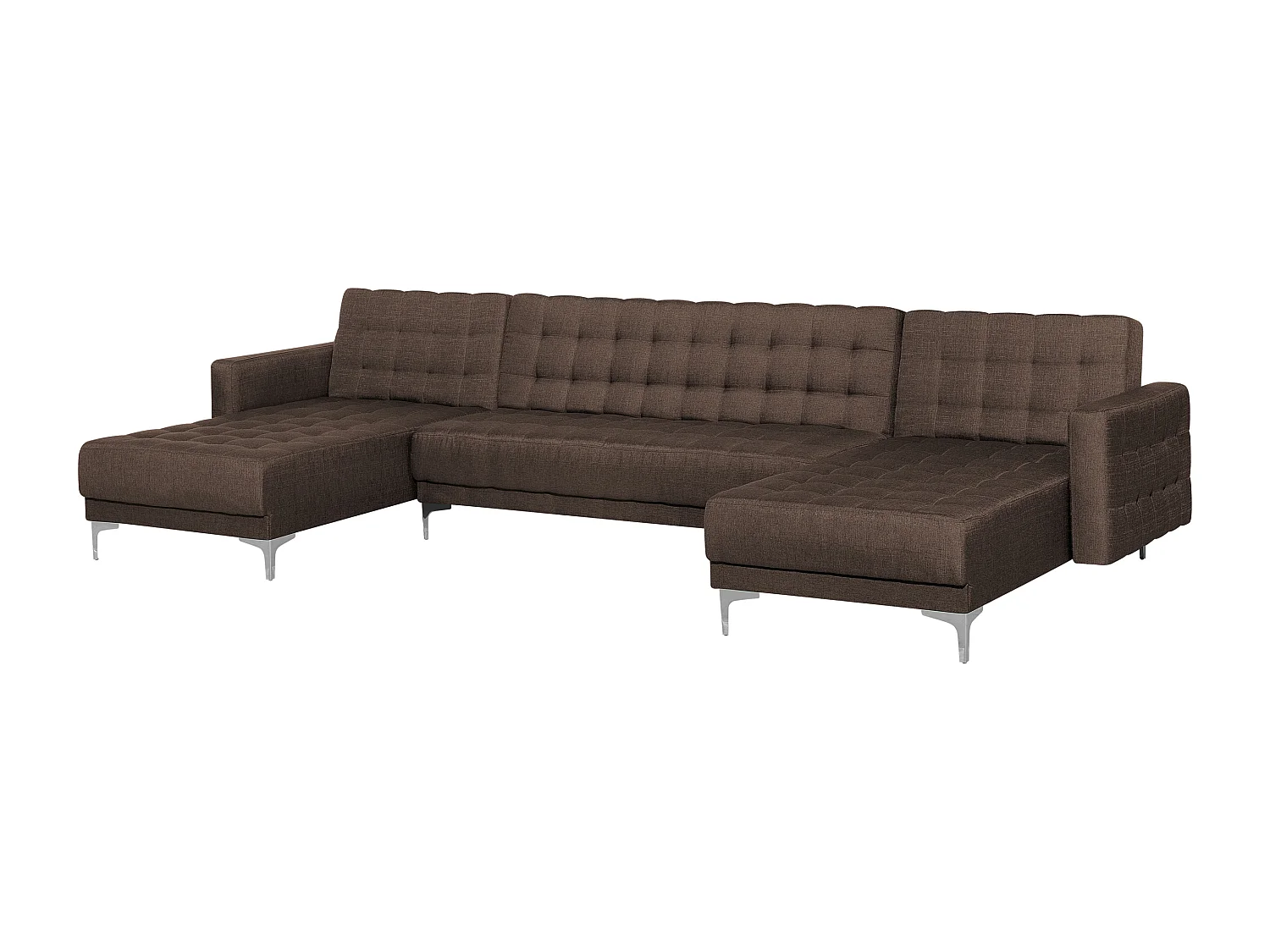 Modulaire U-vormige slaapbank ABERDEEN Stof Donkerbruin 5-zitter