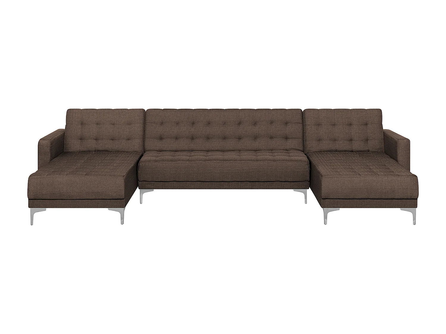 Modulaire U-vormige slaapbank ABERDEEN Stof Donkerbruin 5-zitter