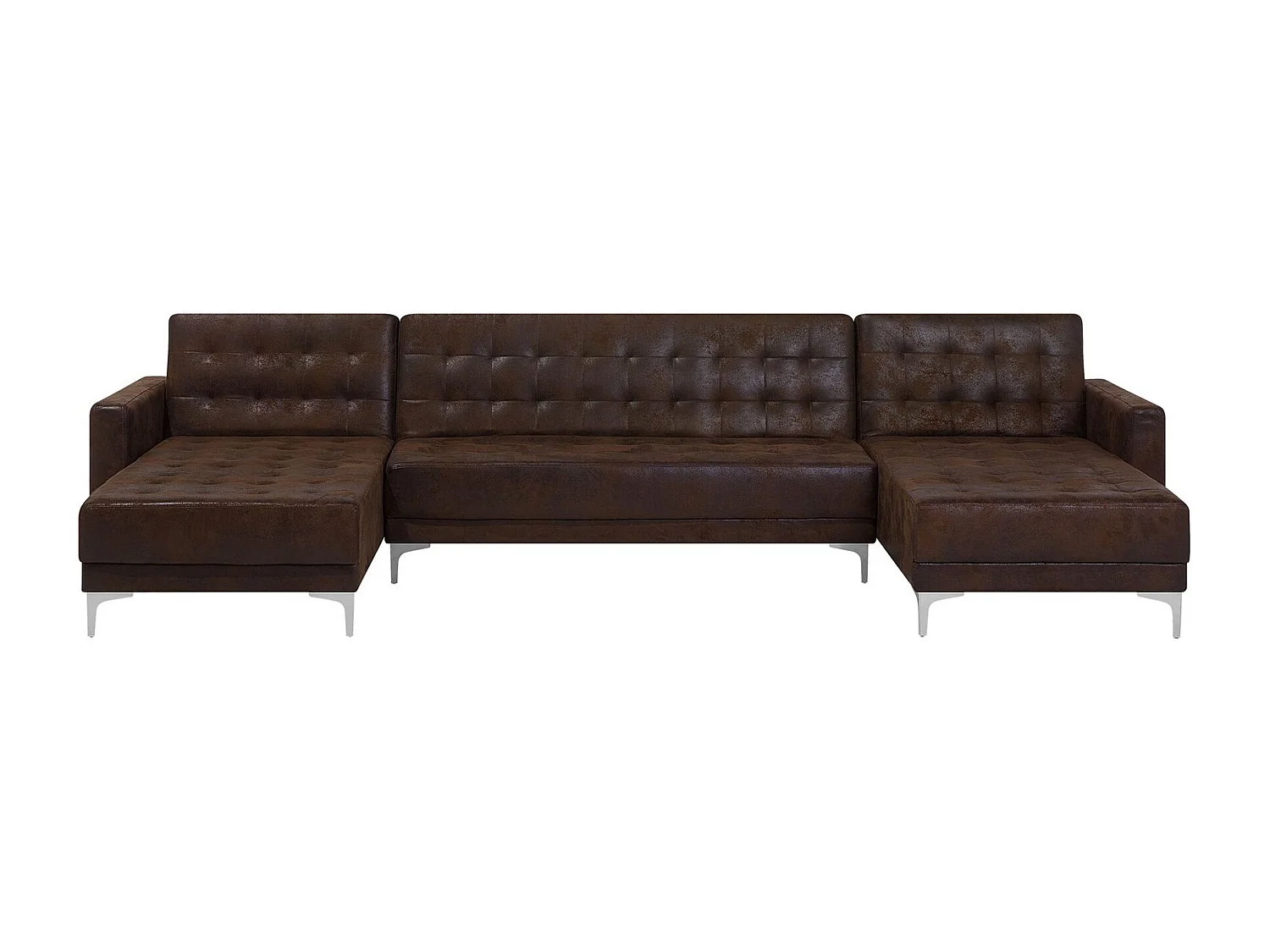 Canapé-lit modulable en forme de U 5 places ABERDEEN Cuir PU Marron