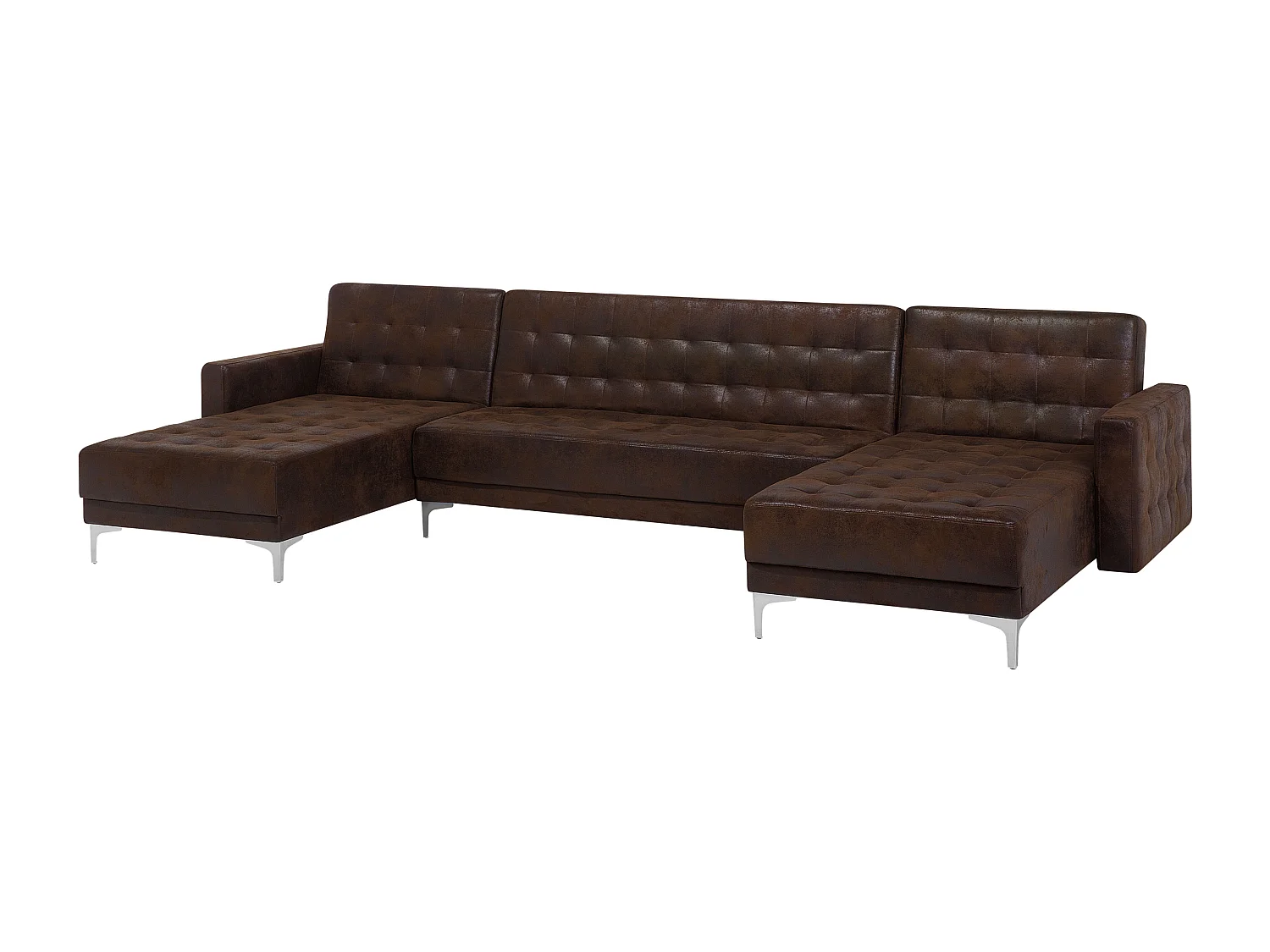 Canapé-lit modulable en forme de U 5 places ABERDEEN Cuir PU Marron