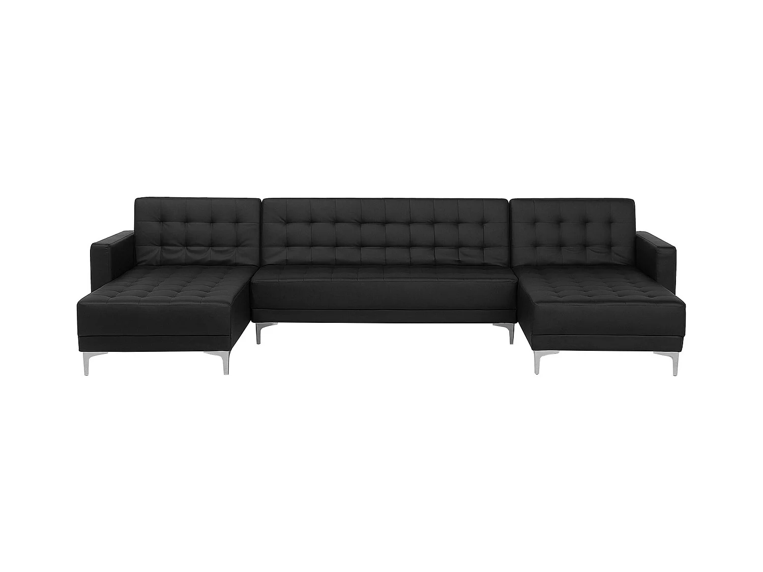 Modulaire U-vormige slaapbank ABERDEEN Kunstleer Zwart 5-zitter