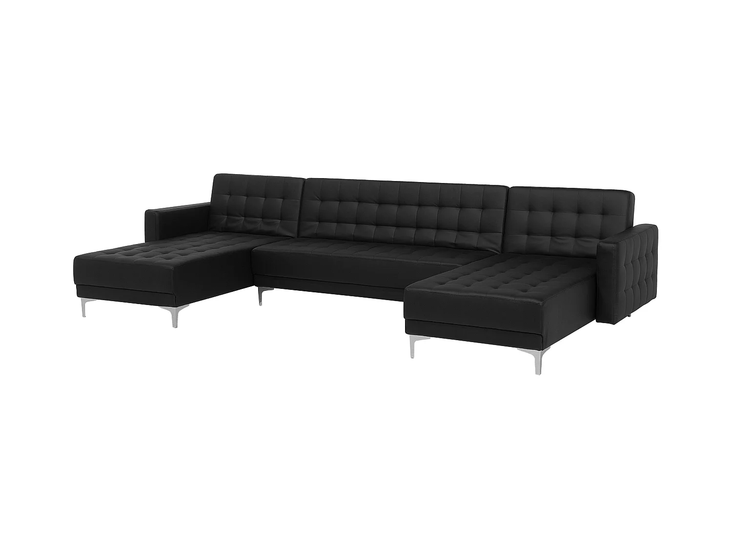 Modulaire U-vormige slaapbank ABERDEEN Kunstleer Zwart 5-zitter