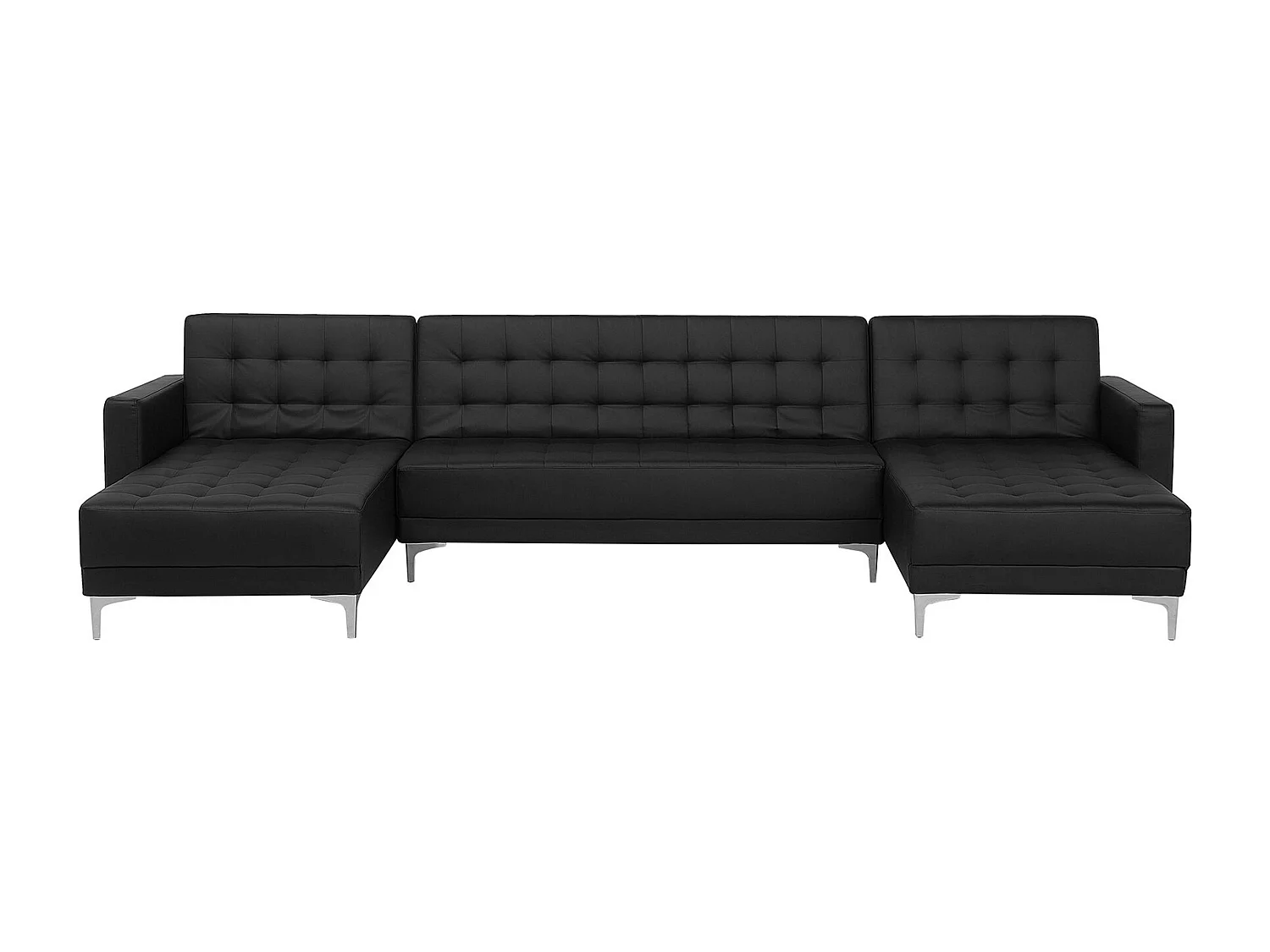 Modulaire U-vormige slaapbank ABERDEEN Kunstleer Zwart 5-zitter