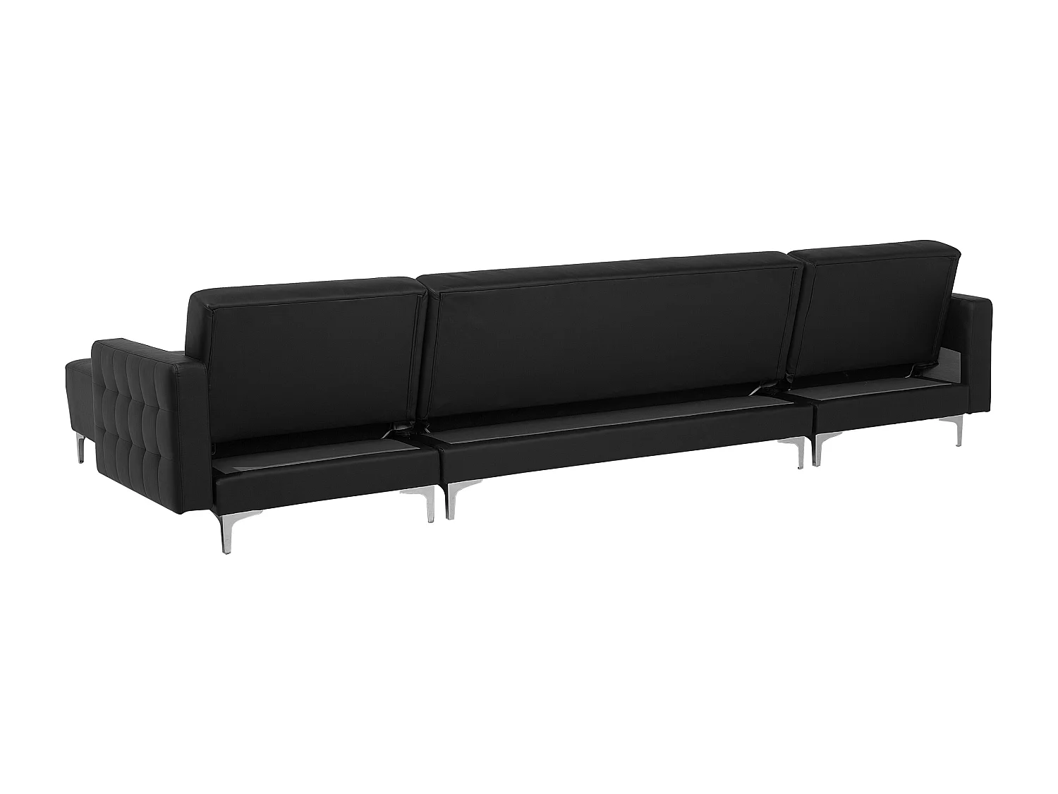Modulaire U-vormige slaapbank ABERDEEN Kunstleer Zwart 5-zitter
