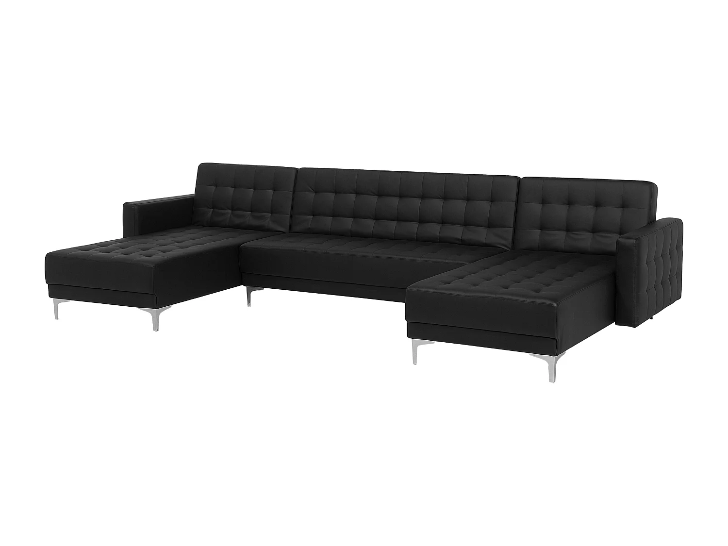 Modulaire U-vormige slaapbank ABERDEEN Kunstleer Zwart 5-zitter