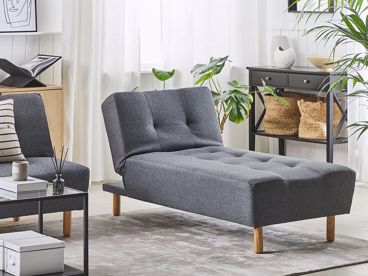 Chaise longue ALSTEN Tissu Gris foncé